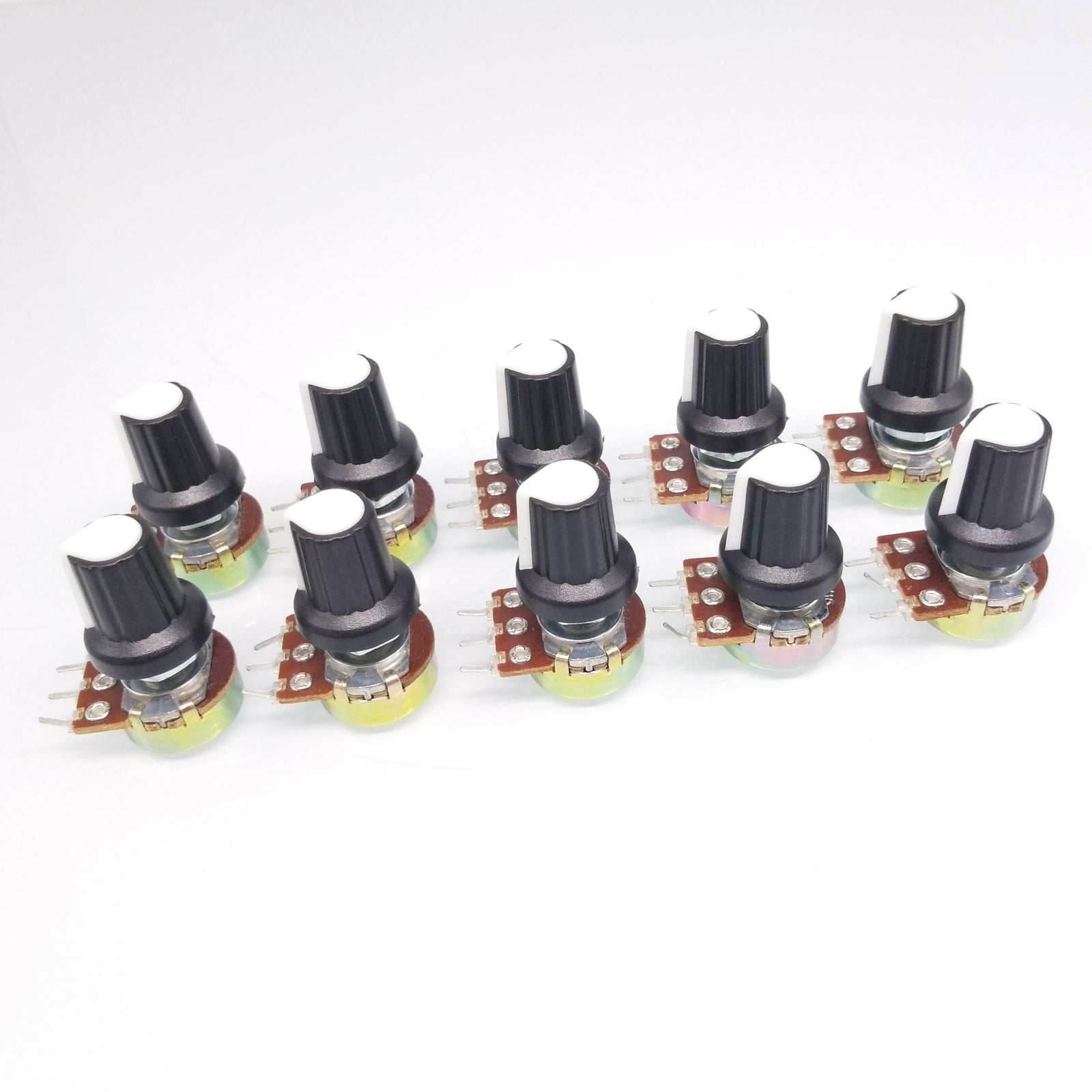 AU Stock  10Units 10K B10K OHM Linear Taper Rotary Potentiometer POT White Knob