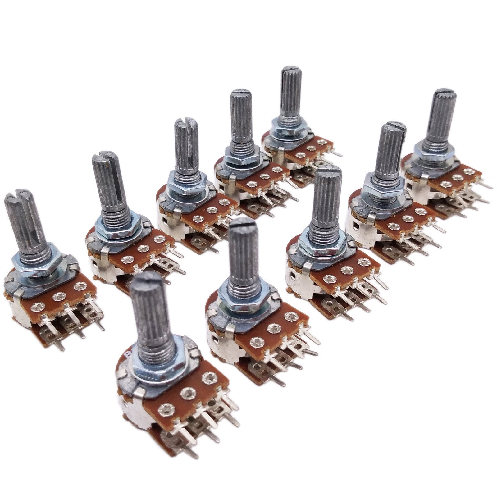10pcs 20K ohm B20K Dual Stereo Potentiometer Pots Shaft S 15mm 6Pin