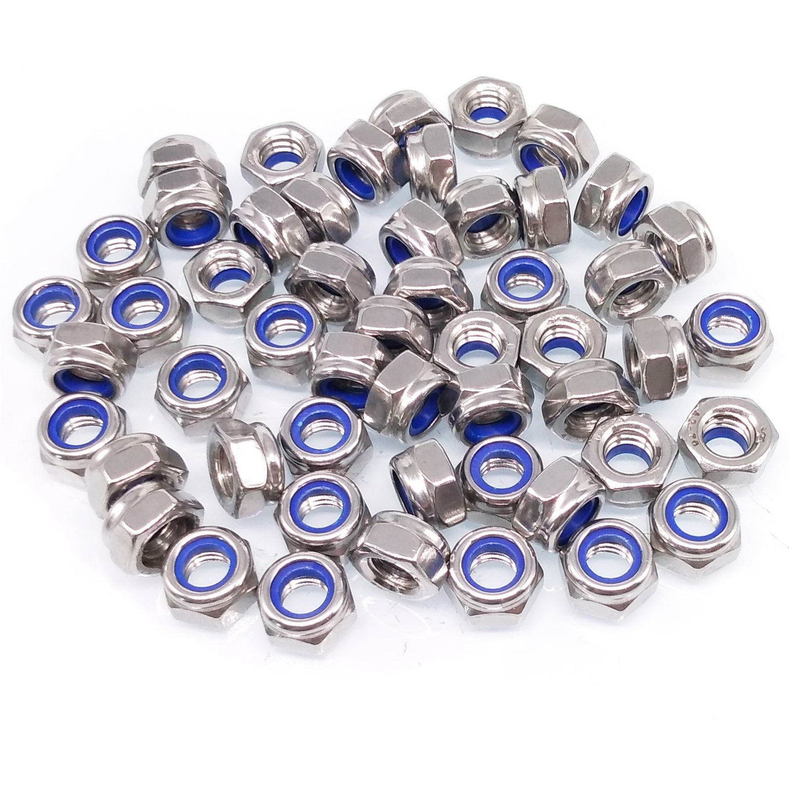 200x M6 x 1.00mm Self-Locking Nylon Insert Hex Nuts Stainless Steel
