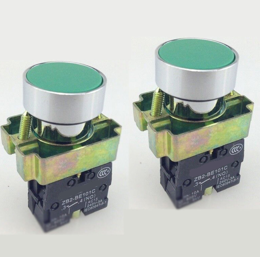 US Stock 2pcs 1 NO XB2-BA31 Momentary Green Flush Push-Button Switch