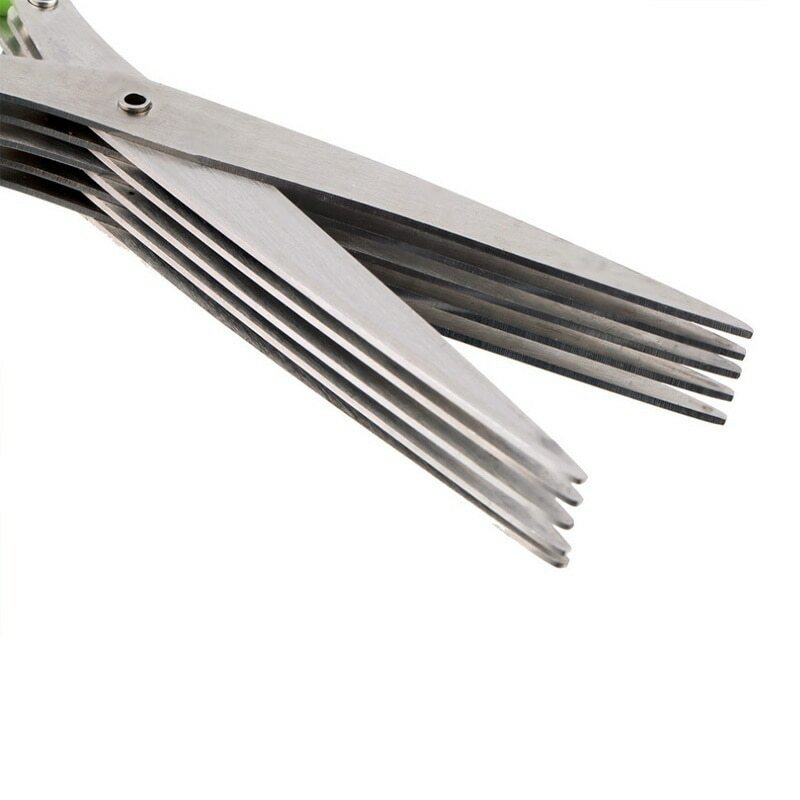 Vegetable Slicer Scissors Stainles Steel Spring Onion Cutter 5 Sharp Blades
