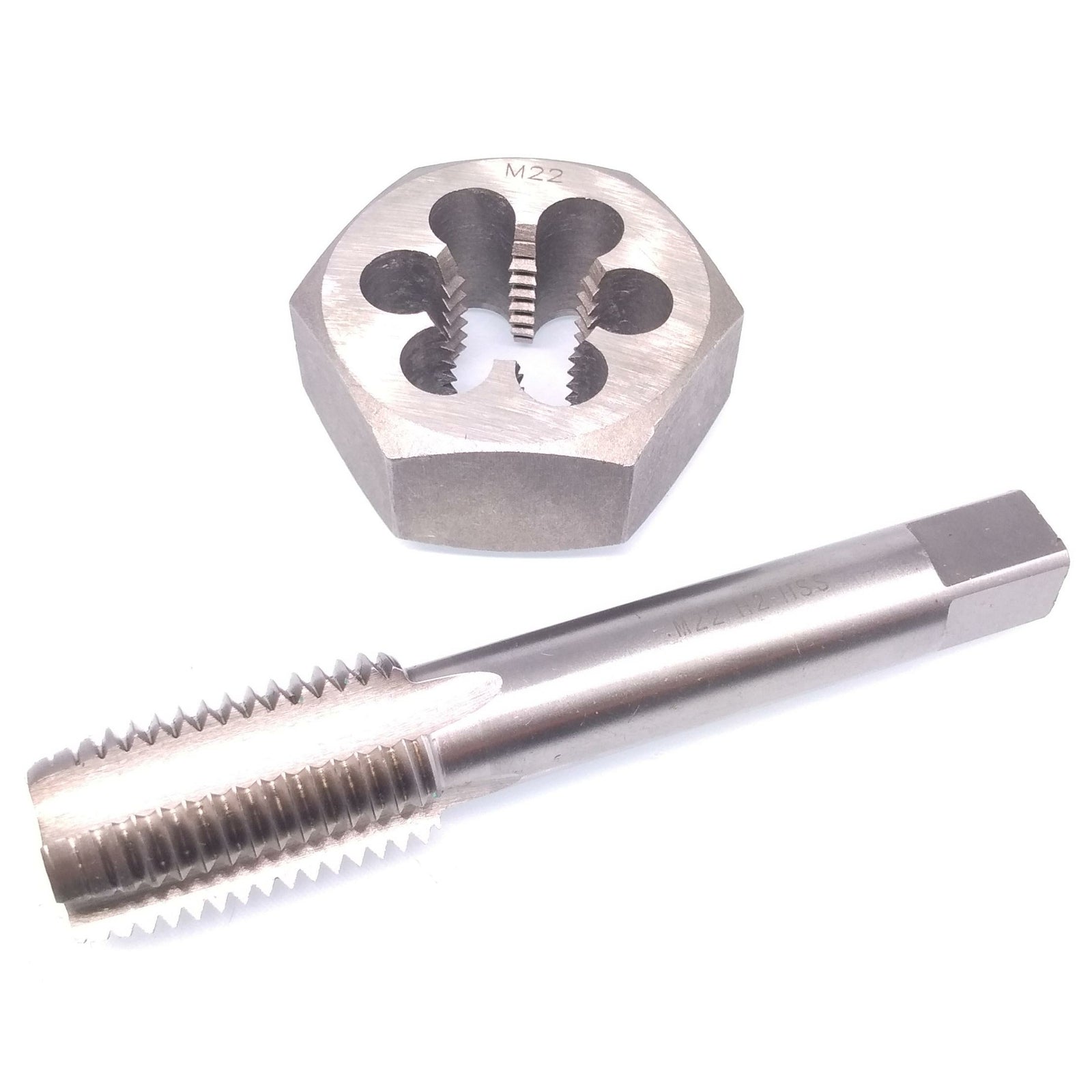US Stock HSS M22 x 2.5mm Tap & 22x2.5mm Hexagon Die Metric Thread Right Hand Set