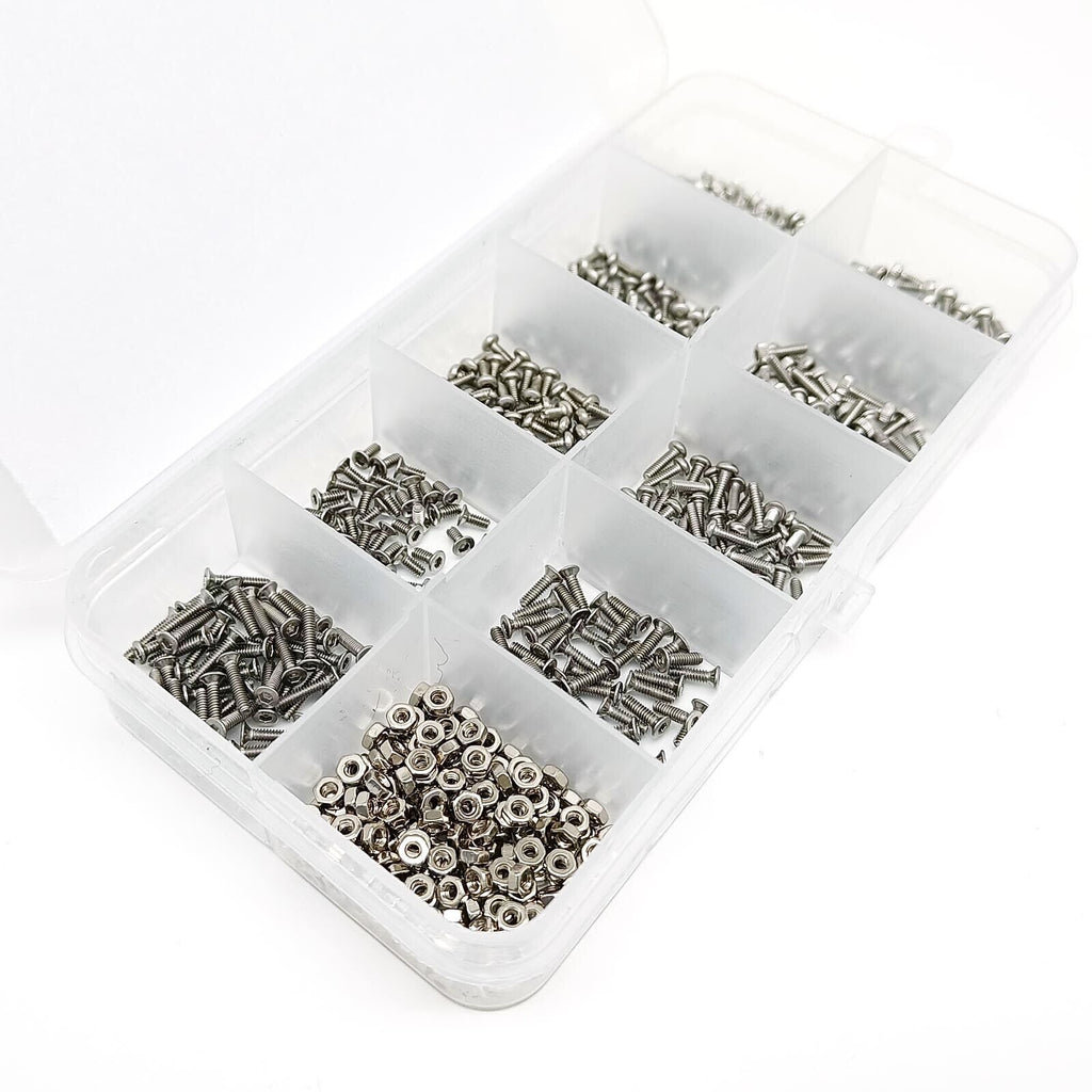 650pc Small M1.6 Allen Hex Socket Head Cap Button Countersunk Screw Bolt Nut Kit