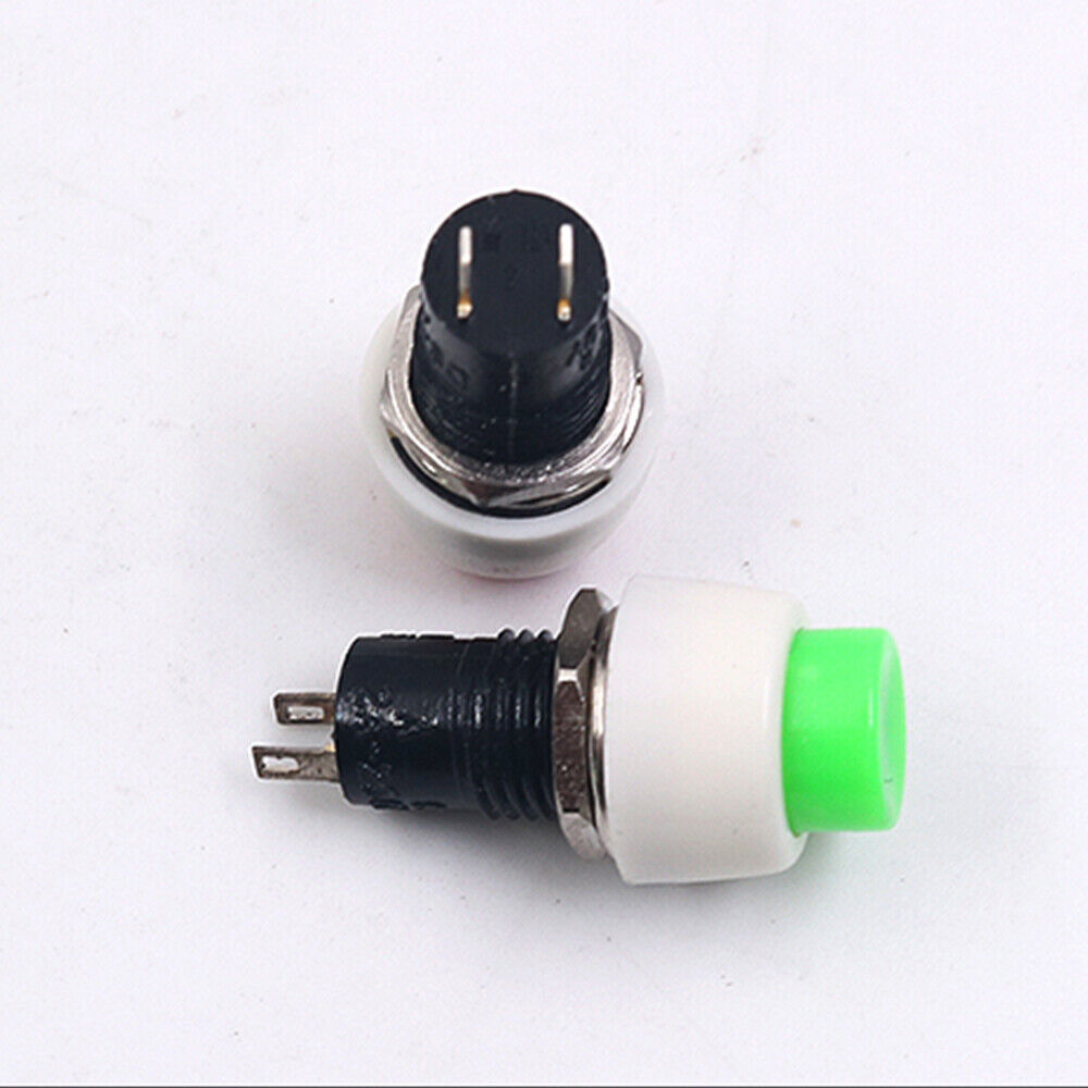 5pcs 10mm 2A 250VAC Mini Round Push Button Switch Latching ON/OFF Green