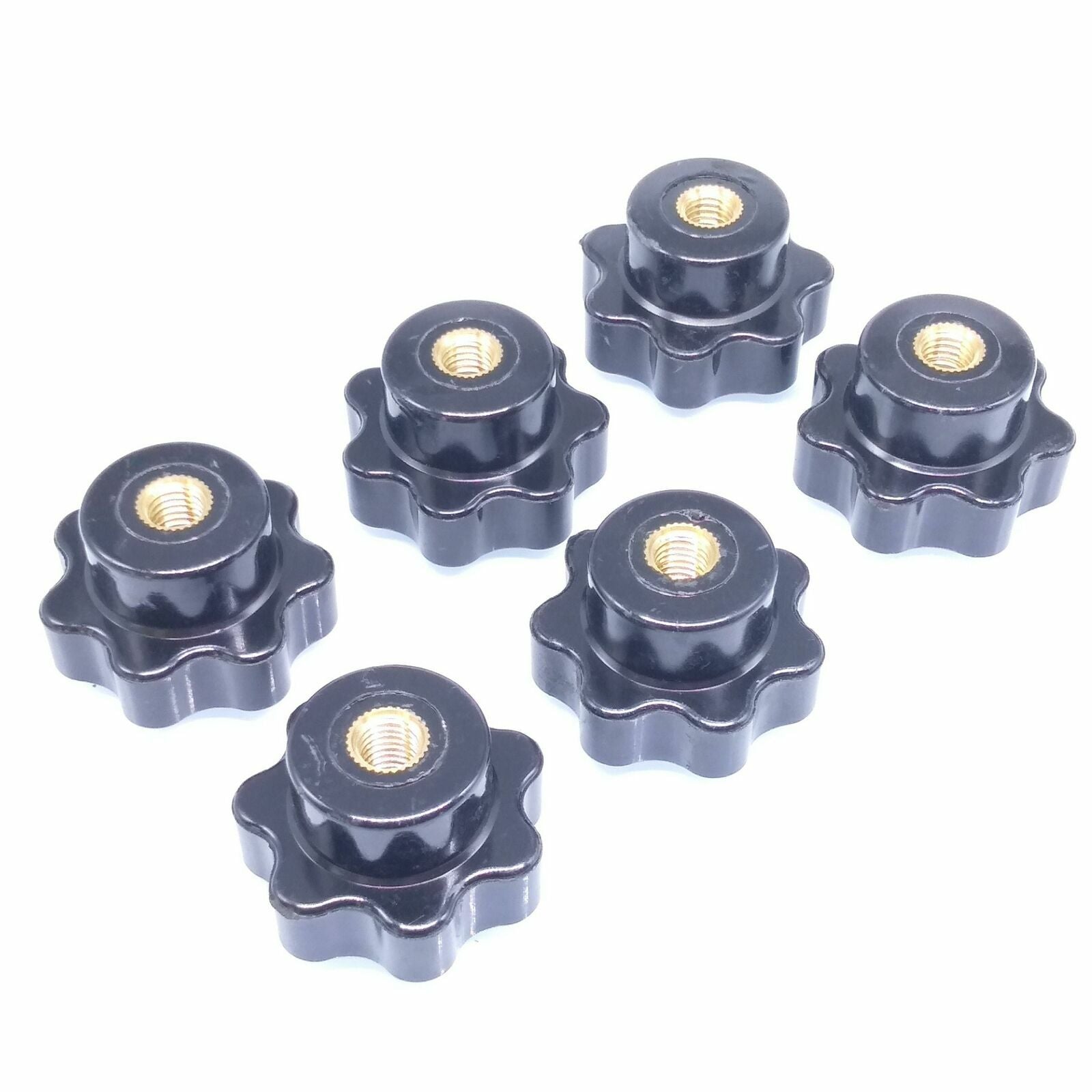 6x M10 x 50mm Plum Bakelite Hand Tighten Nuts Handle Star Thumb Nut Through Hole