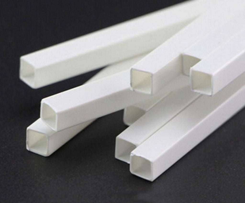 10x ABS Styrene Plastic Rectangular Square Tube Model Layout 10mm ±10% x 9.8"