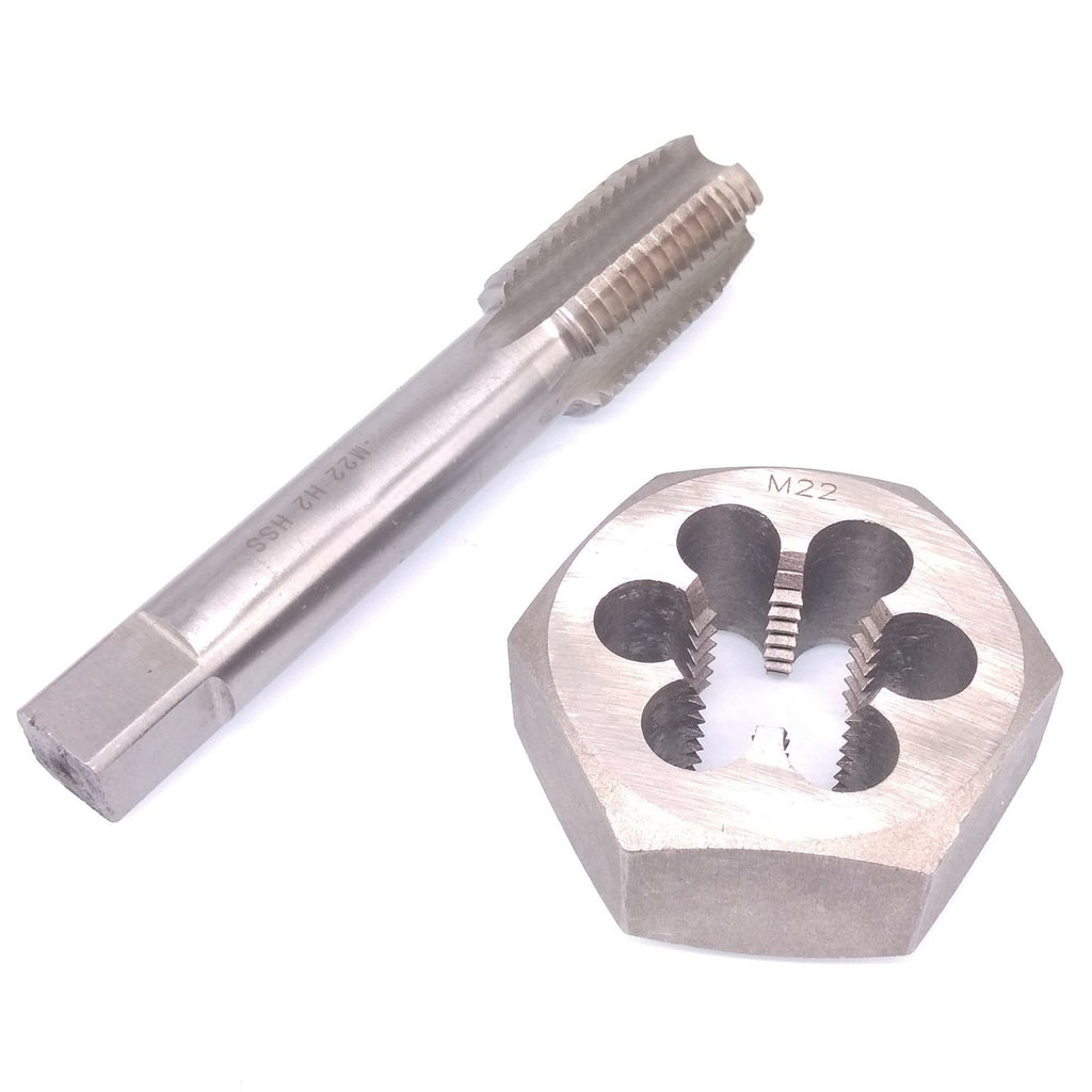 US Stock HSS M22 x 2.5mm Tap & 22x2.5mm Hexagon Die Metric Thread Right Hand Set