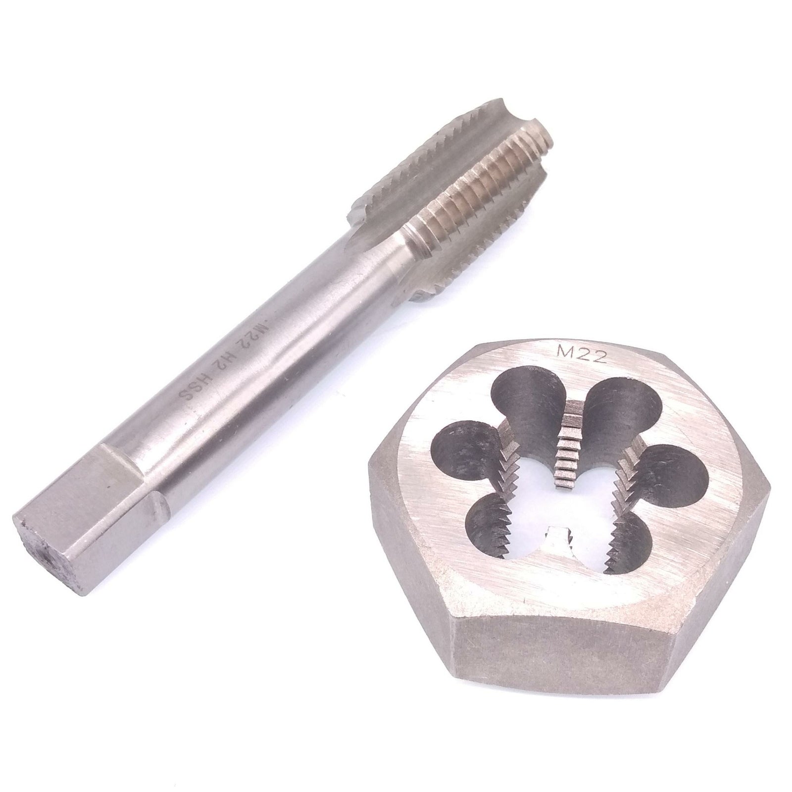 US Stock HSS M22 x 2.5mm Tap & 22x2.5mm Hexagon Die Metric Thread Right Hand Set