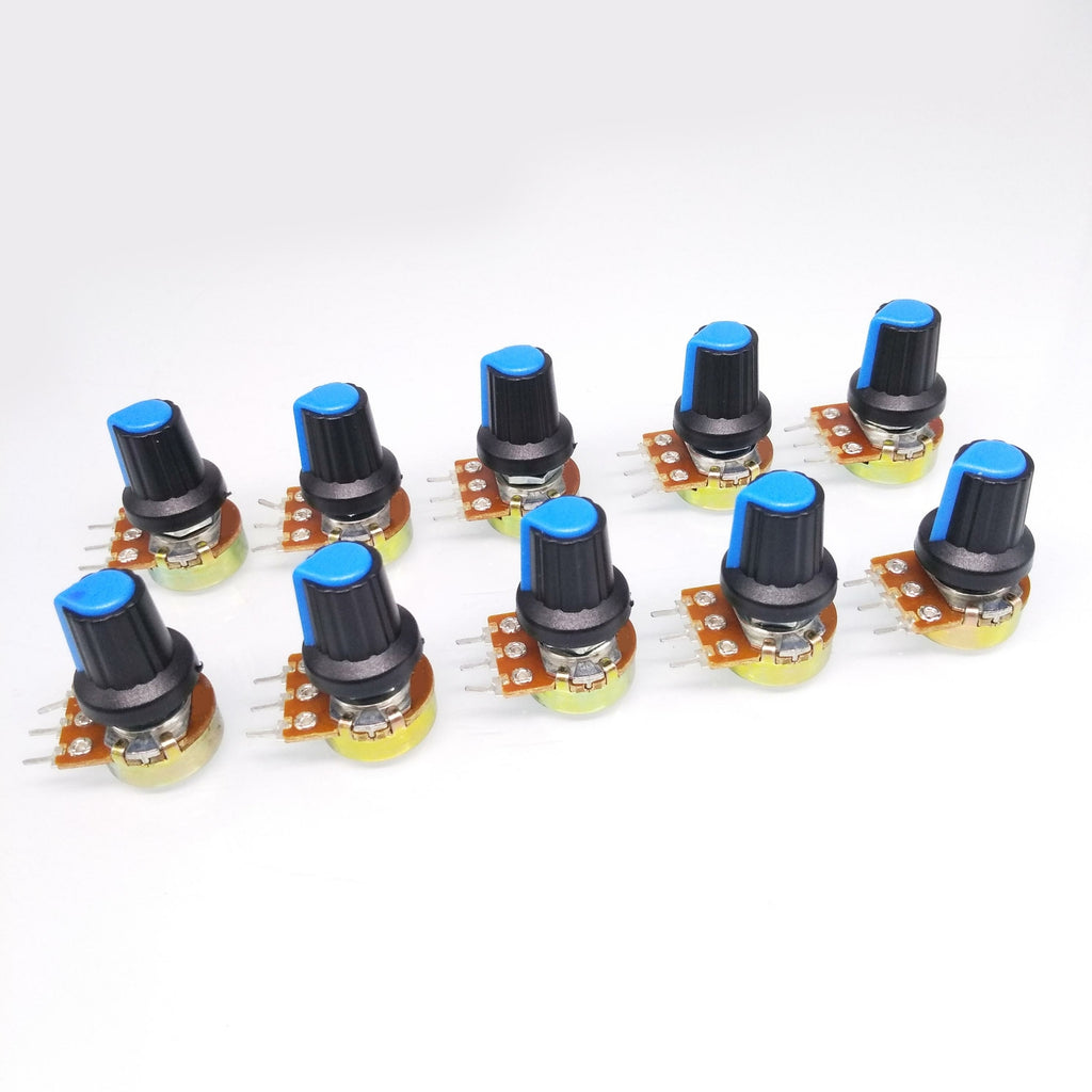 US Stock 10 Units 10K B10K OHM Linear Taper Rotary Potentiometer POT Blue Knob