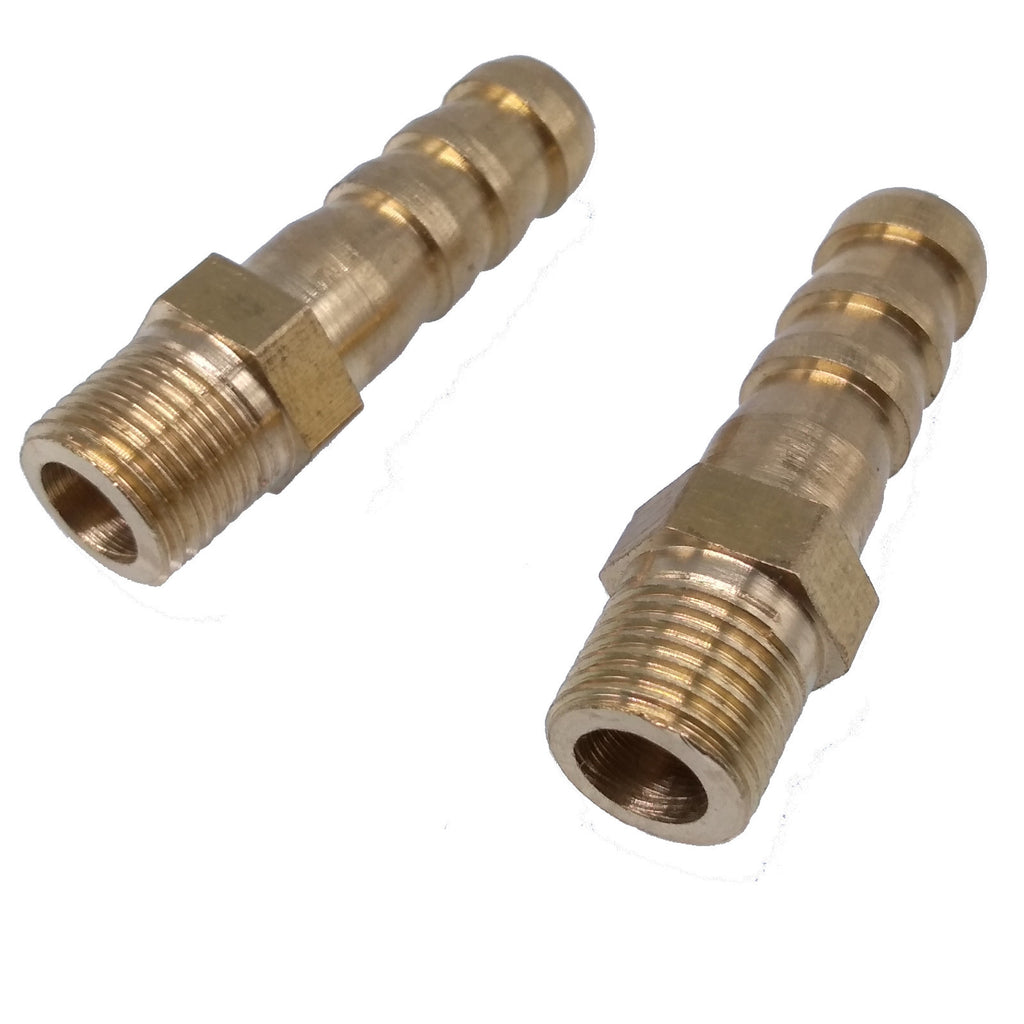 2x 1/8" BSP Male Thread 8mm Brass Hose Barb Coupler Fitting Connector