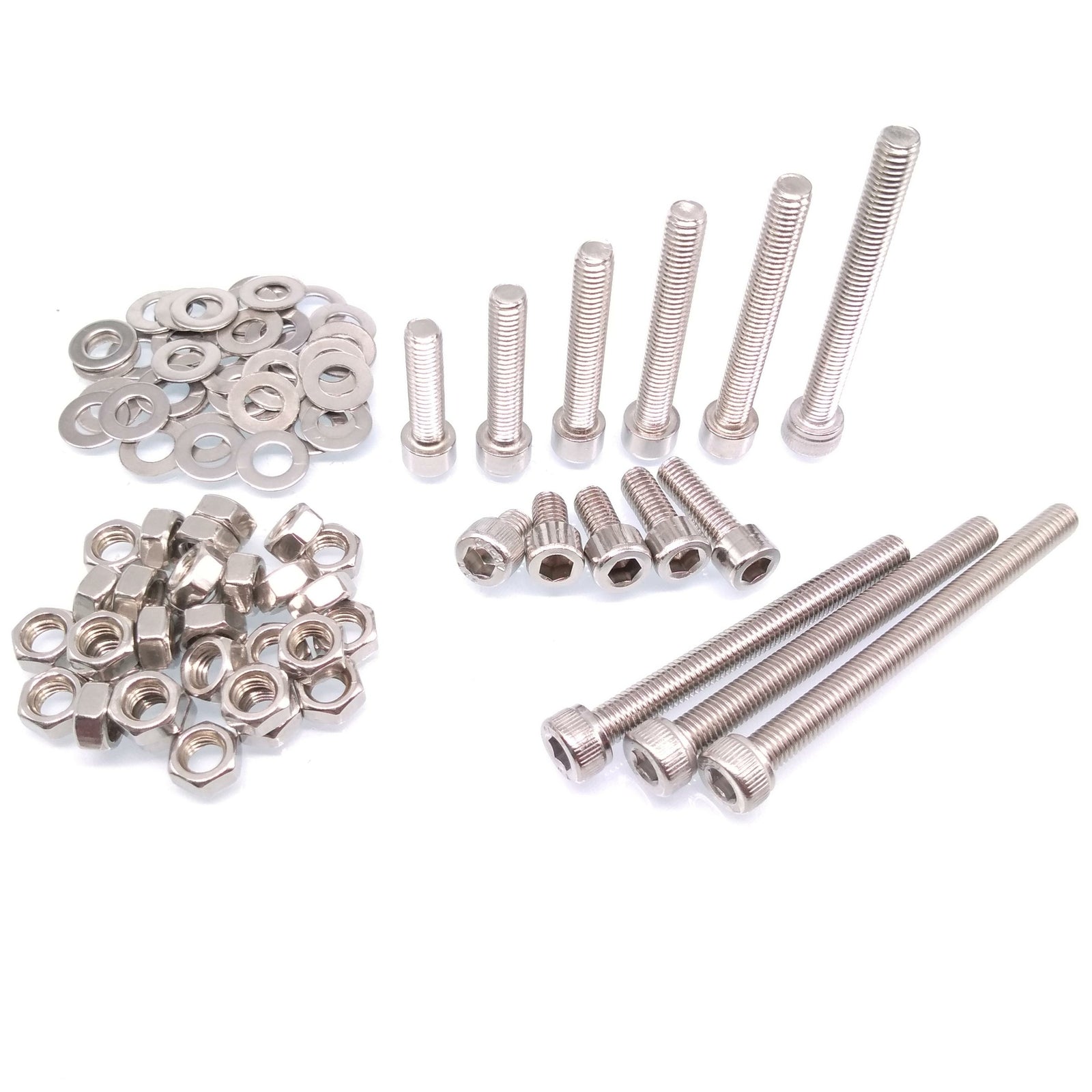 220x M5 Socket Head Cap Screws SS Steel Allen Socket Nuts Washers Assortment Kit