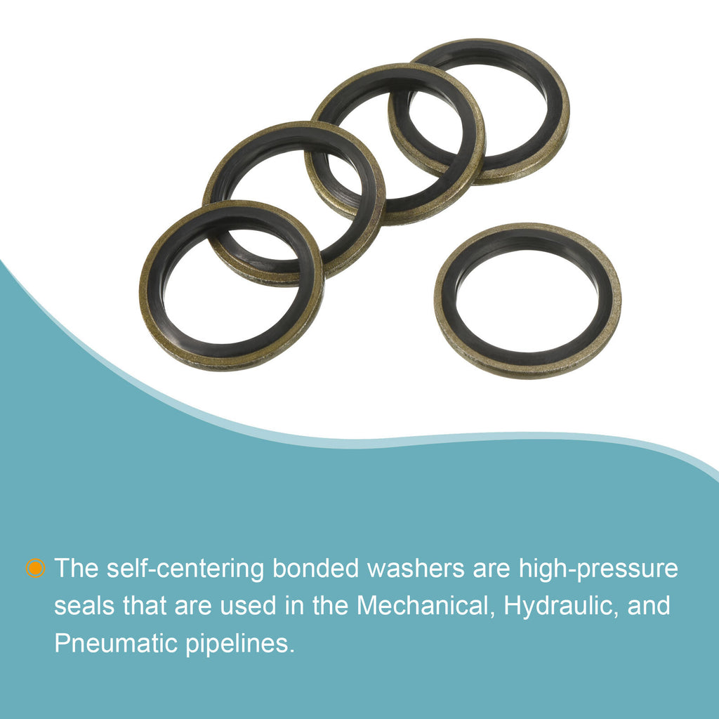 10pcs M18 24.5x18x2mm Bonded Sealing Washer Carbon Steel Nitrile Rubber Gasket