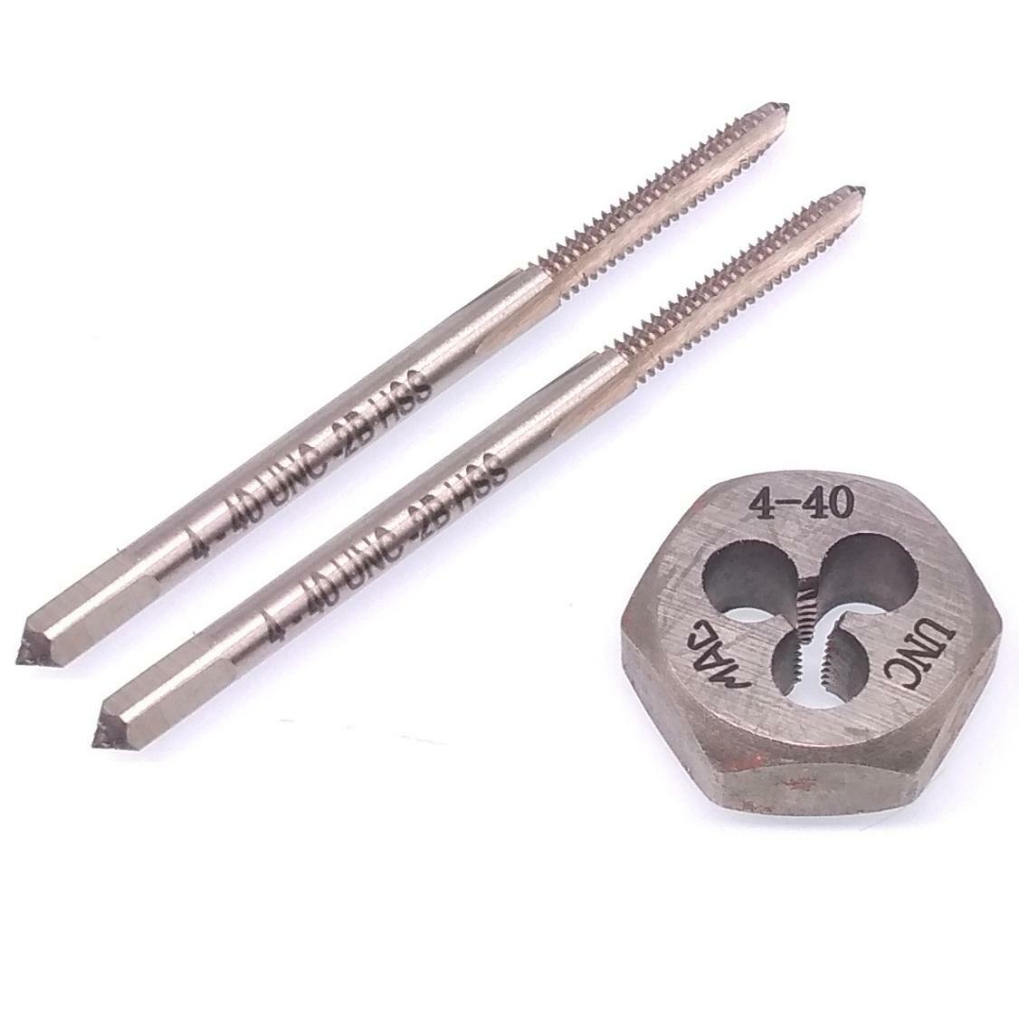 HSS 4-40 Taper & Plug Tap & 4-40 Hexagon Die Thread Right Hand Set
