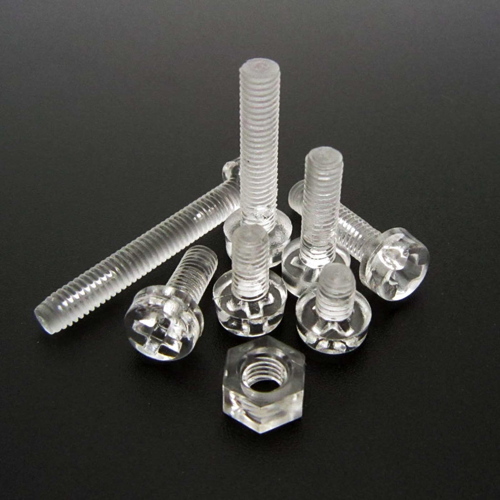 50sets Acrylic Plastic Nylon M3 x0.5mm x4mm Round Phillips Head Screw Bolt + Nut