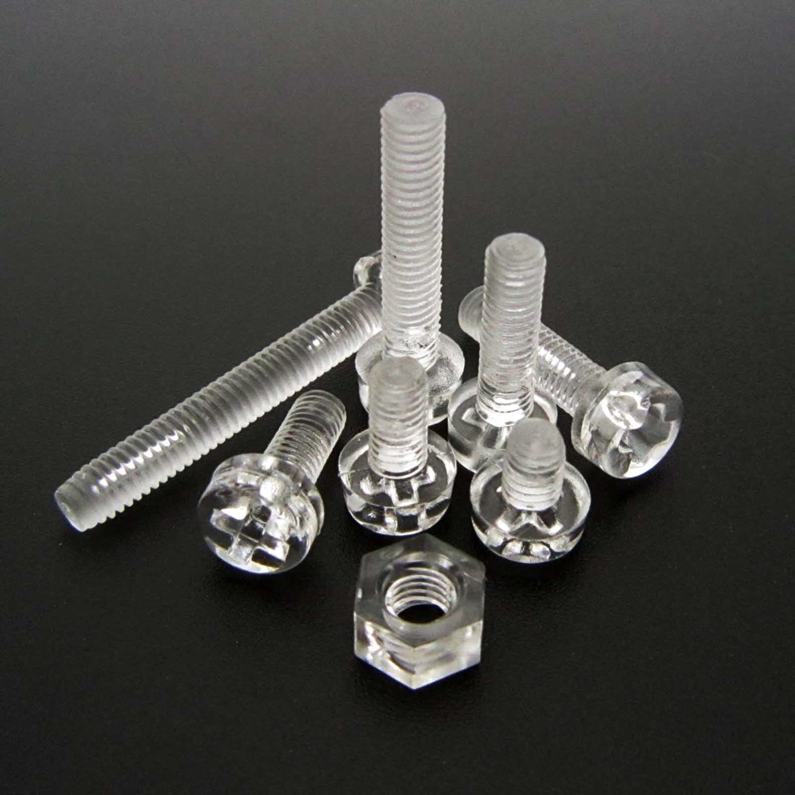 50sets Acrylic Plastic Nylon M3 x0.5mm x4mm Round Phillips Head Screw Bolt + Nut