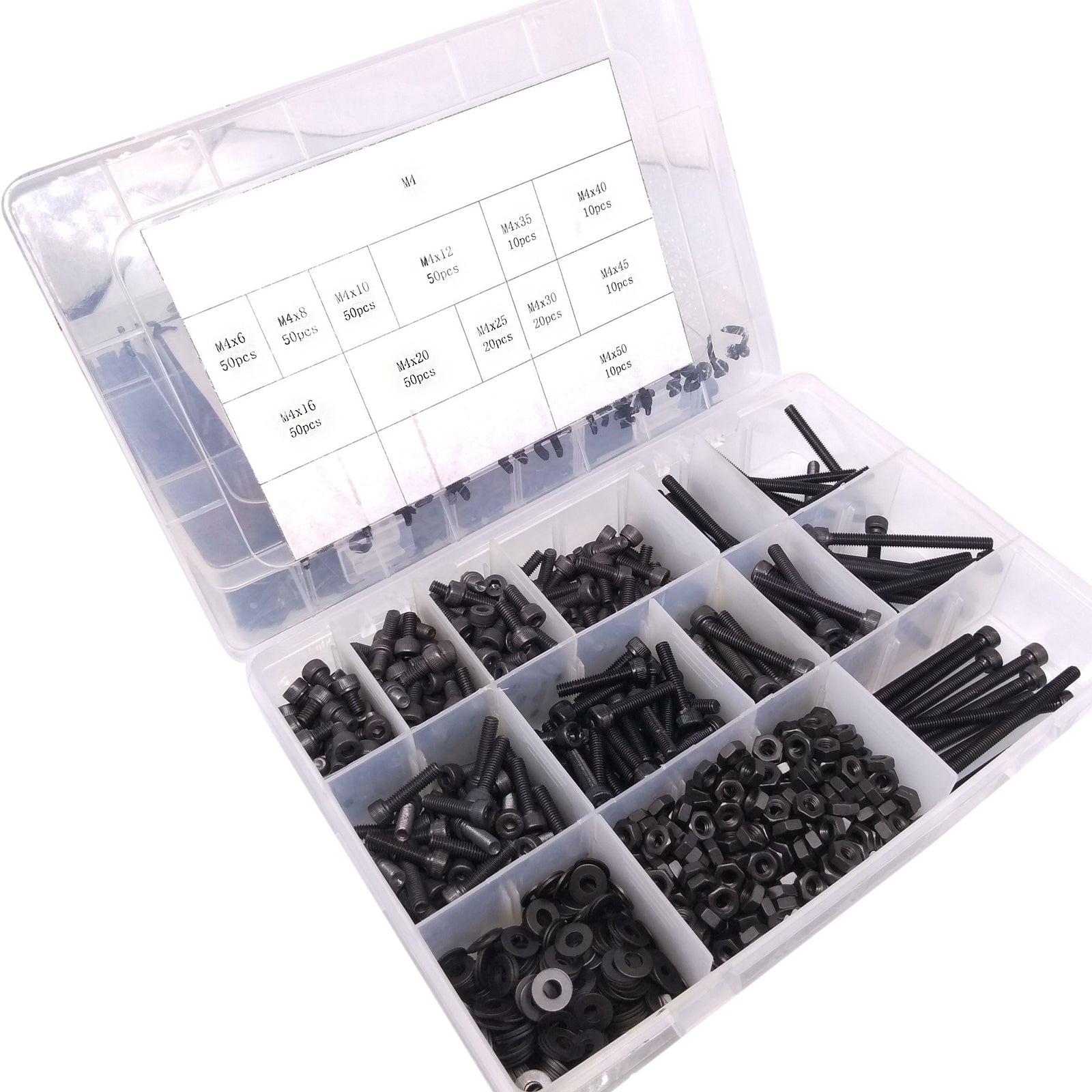 380x M4 Socket Head Cap Screws Steel Allen Socket Nuts Washers Assortment Kit