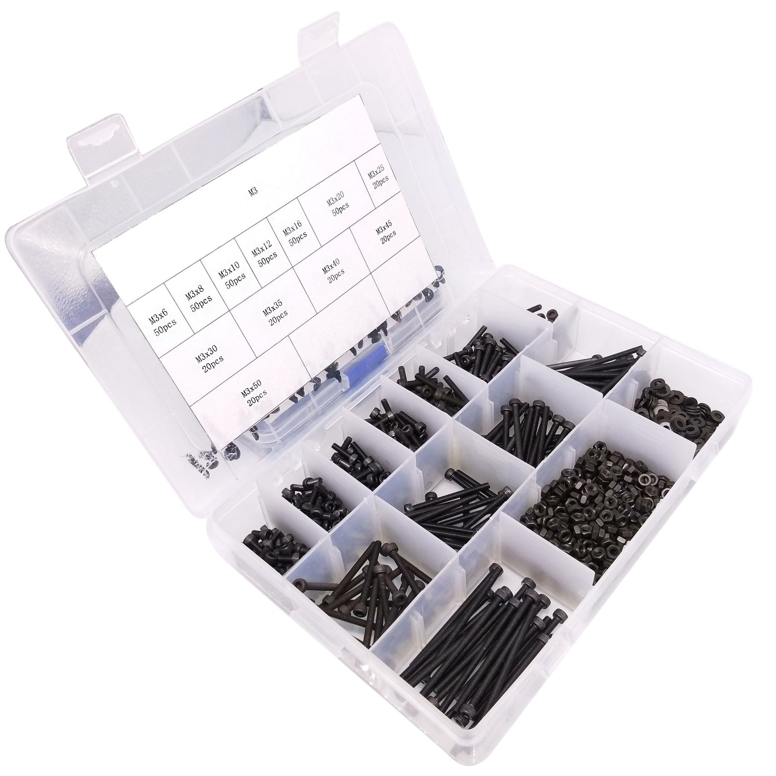 420x M3 Socket Head Cap Screws Steel Allen Socket Nuts Washers Assortment Kit