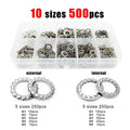 500pcs/set Mix M3-M8 External Internal Toothed Serrated Lock Washer Gasket Kit