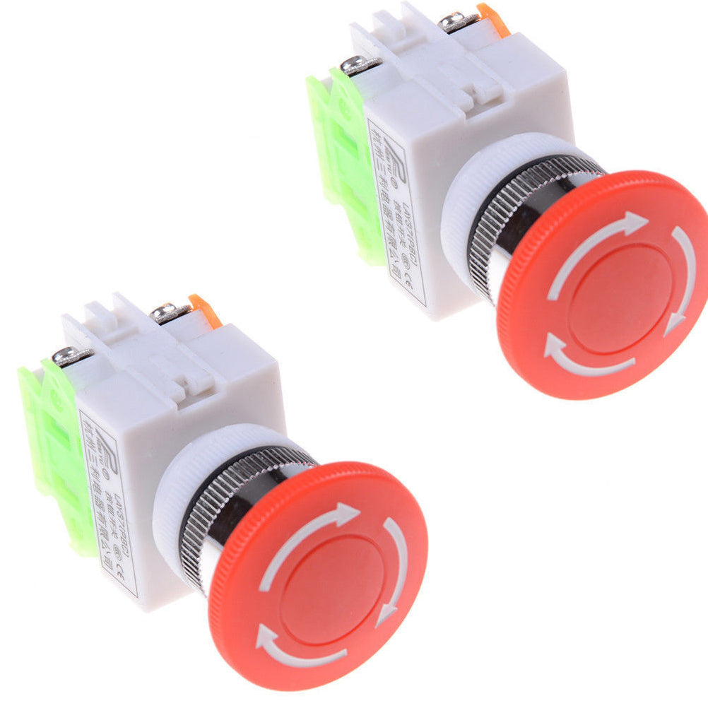 US Stock 2pcs 1NO + 1NC CNC Emergency Stop Pushbutton Switch LAY37-11ZS