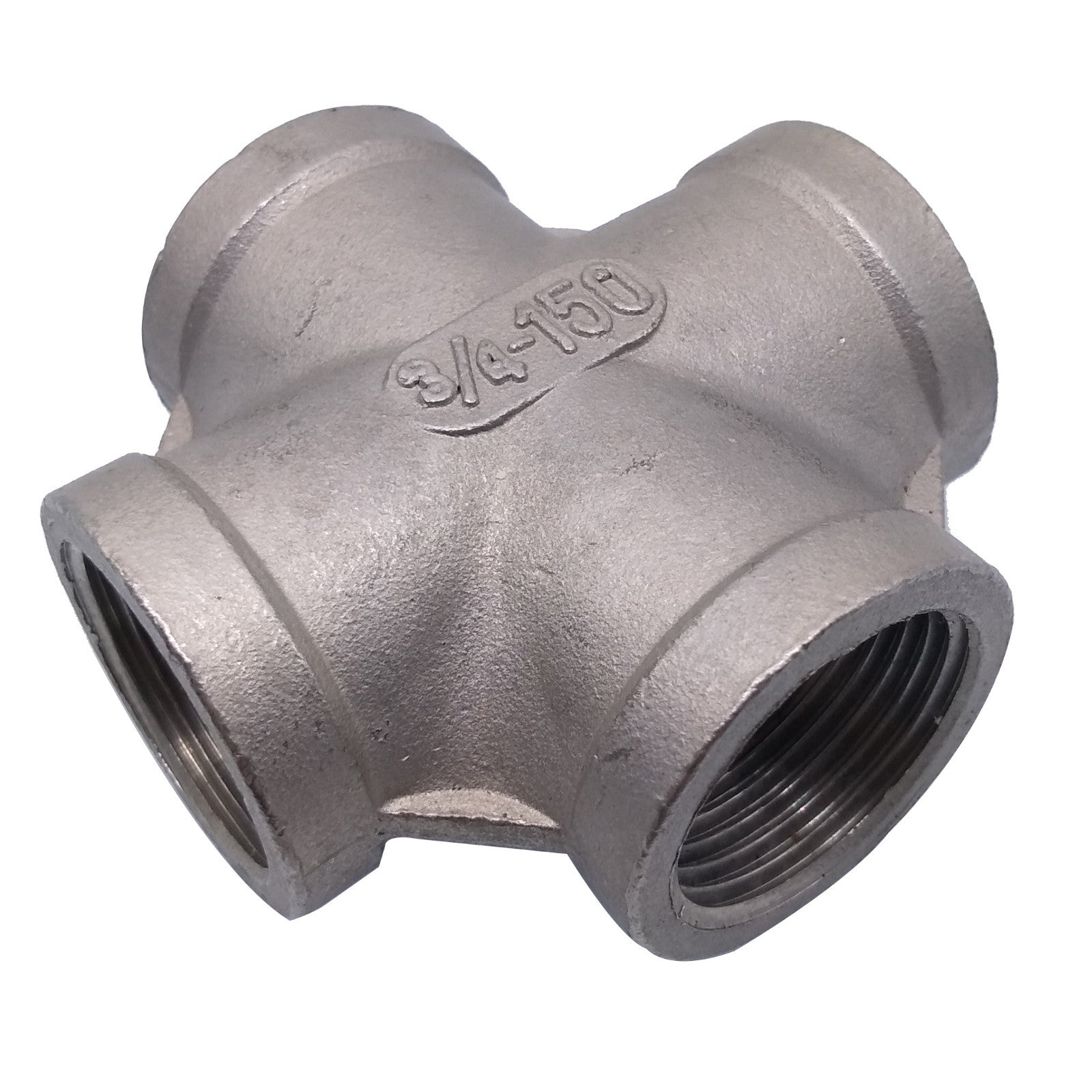 US Stock 3/4" Thread 4 Way Female Cross Coupling Connector SS Pipe Fitting NPT