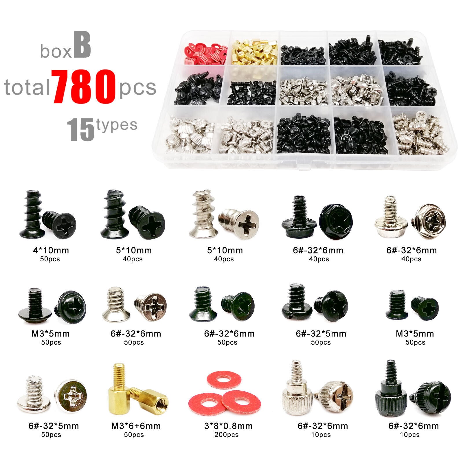 Computer PC Case Hard Disk Drive Fan Motherboard Power Assemble Repair Screw Kit