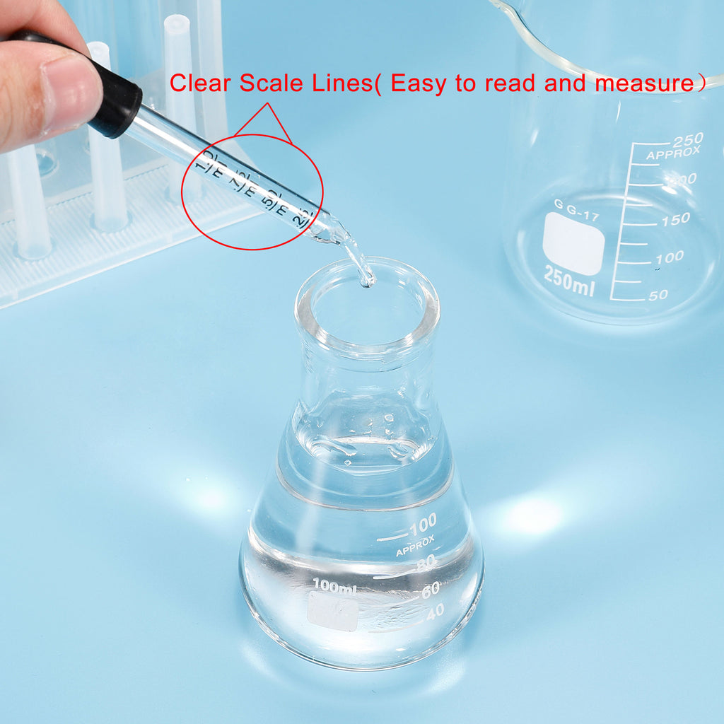 Eye Dropper, 1pcs 1ml Straight Tip Graduated Dropper with Bulb Tube, Clear