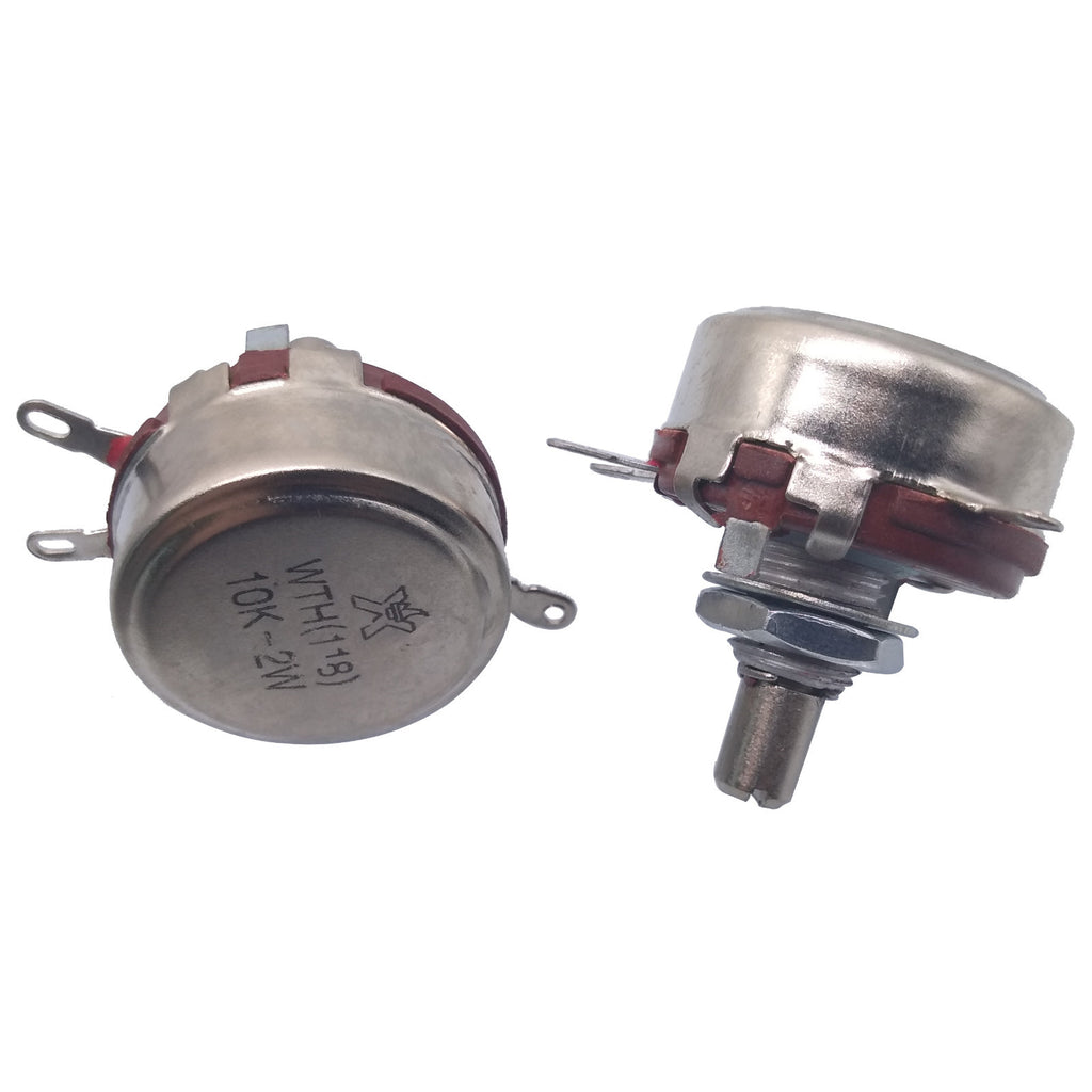 US Stock 2x 10K ohm 2W 6mm Round Shaft Rotary Taper Carbon Potentiometer WTH118