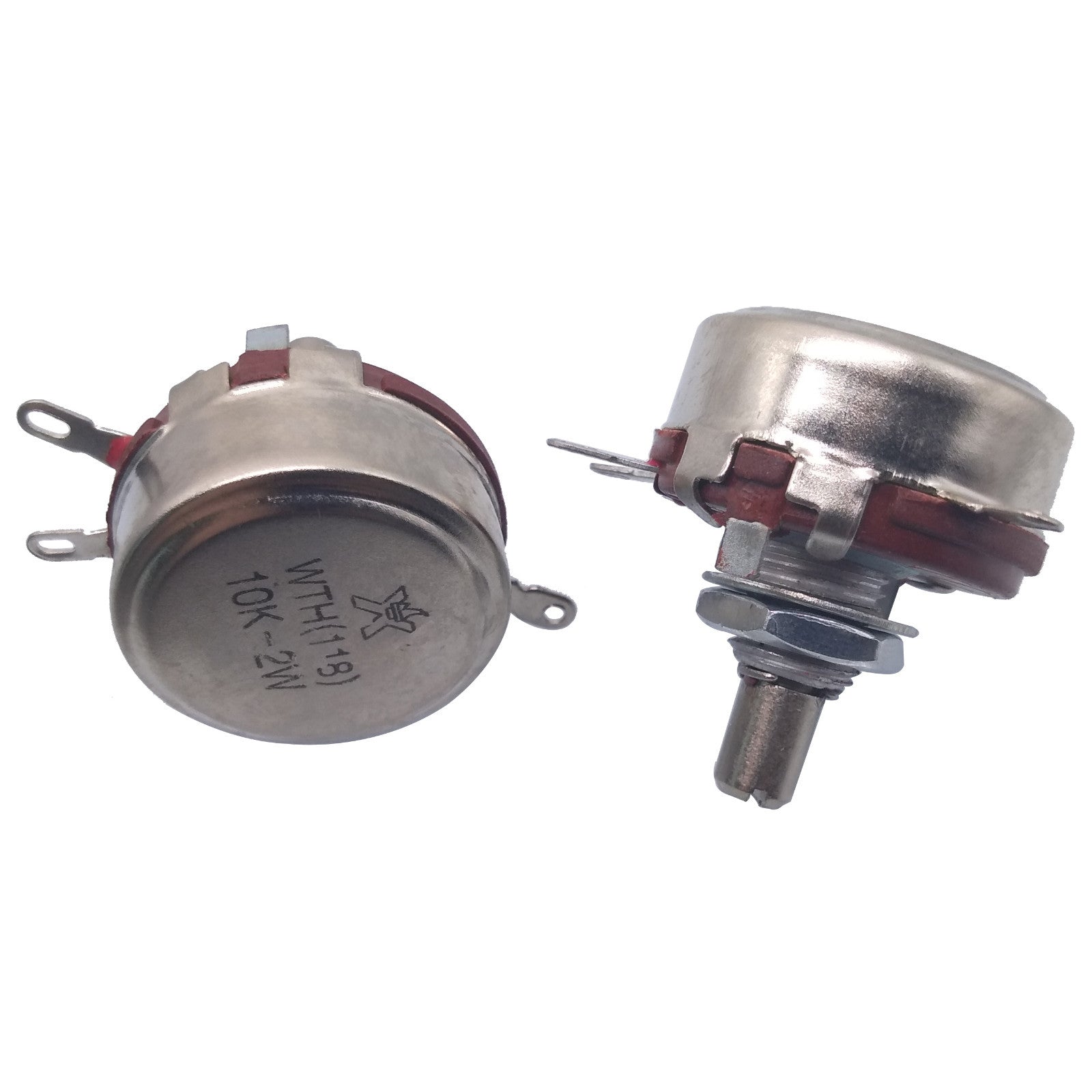 US Stock 2x 10K ohm 2W 6mm Round Shaft Rotary Taper Carbon Potentiometer WTH118