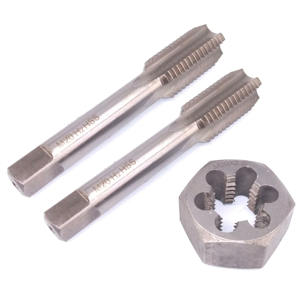 HSS M20 x 2.5mm Taper & Plug Tap & 20x2.5mm Hexagon Die Metric Thread Right Hand