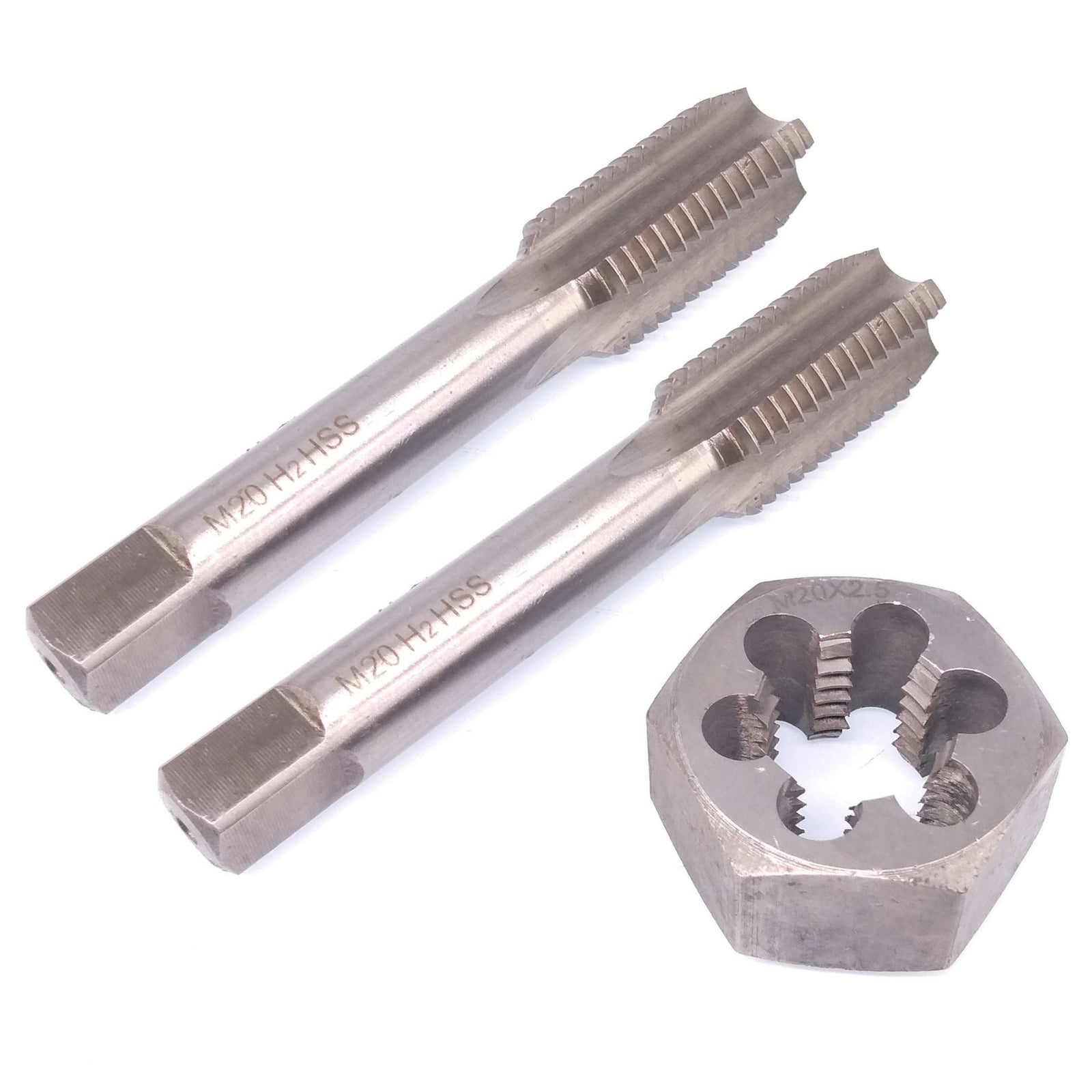HSS M20 x 2.5mm Taper & Plug Tap & 20x2.5mm Hexagon Die Metric Thread Right Hand