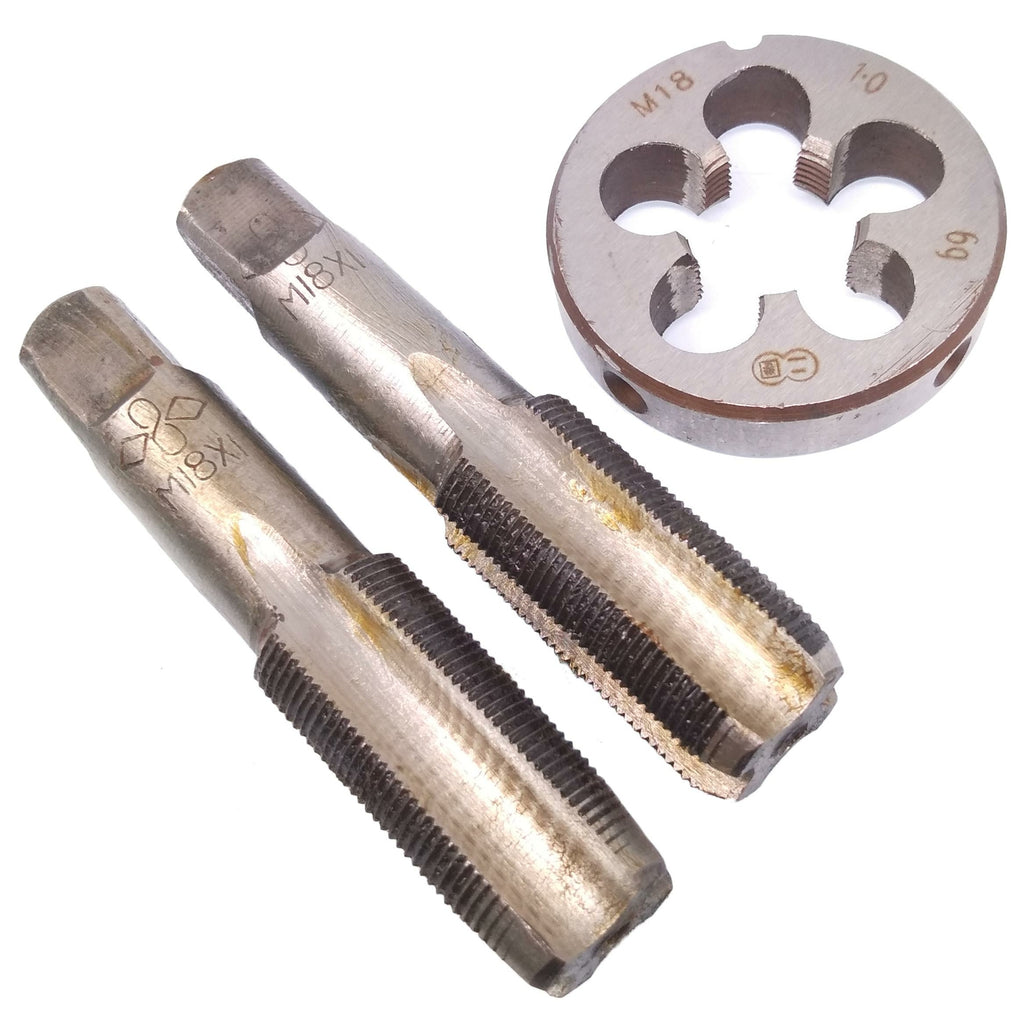 HSS M18 x 1mm Taper & Plug Tap & M18 x 1mm Die Metric Thread Right Hand