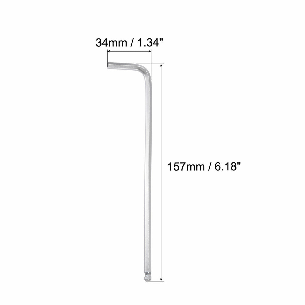 3/16" Ball End Hex Key Wrench, L Shaped Long Arm 40Cr Repairing Tool, SAE Sizes