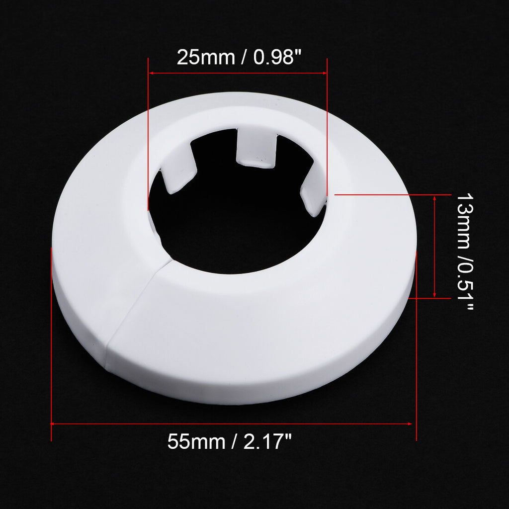 4pcs 25mm Pipe Cover Decoration PP Plastic Water Pipe Escutcheon White