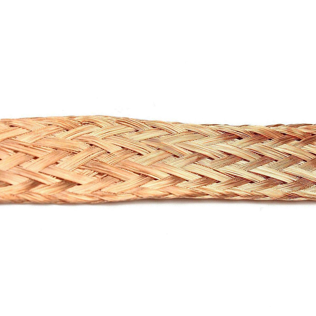 10ft 8mm Flat Copper Braid Cable Bare Copper Braid Wire Ground Lead
