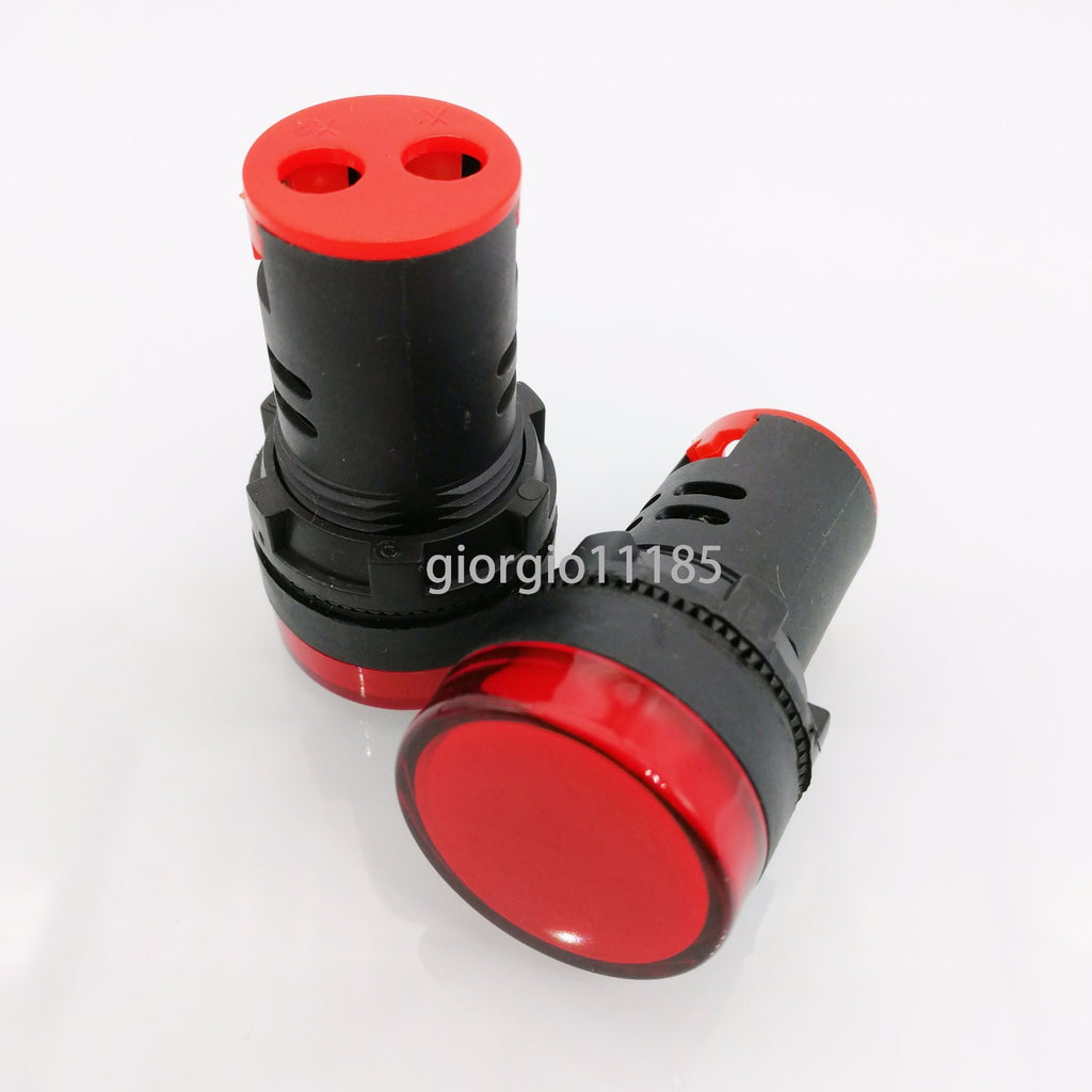 US Stock 5pcs Red LED Power Indicator Signal Light AC DC 12V 22mm AD16-22DS