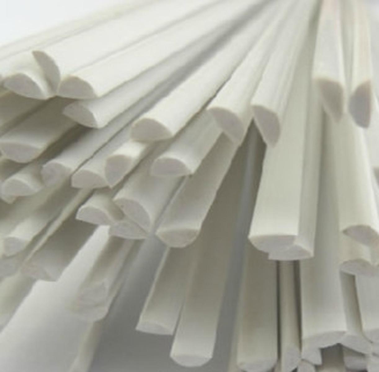US Stock 20pcs ABS Styrene Plastic Half Round Bar Rod 2mm ±10% Dia. 9.85" White