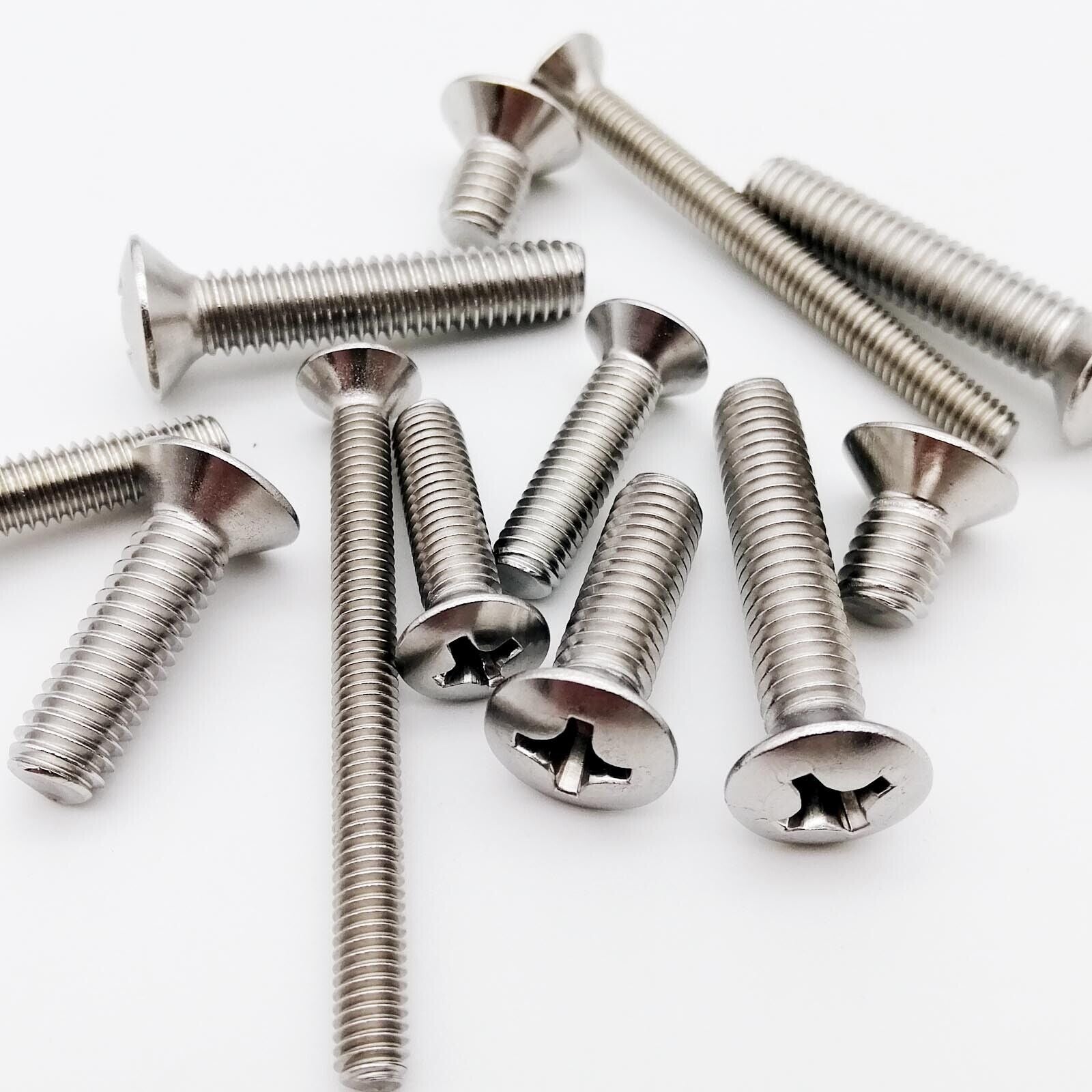 50pcs M2.5 x 12mm 304 Stainless Steel Cross Phillips Countersunk Head Screw Bolt