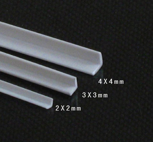 20pcs 4 x 4 x 250mm ABS Styrene Plastic L Shape Right Angle Bars White