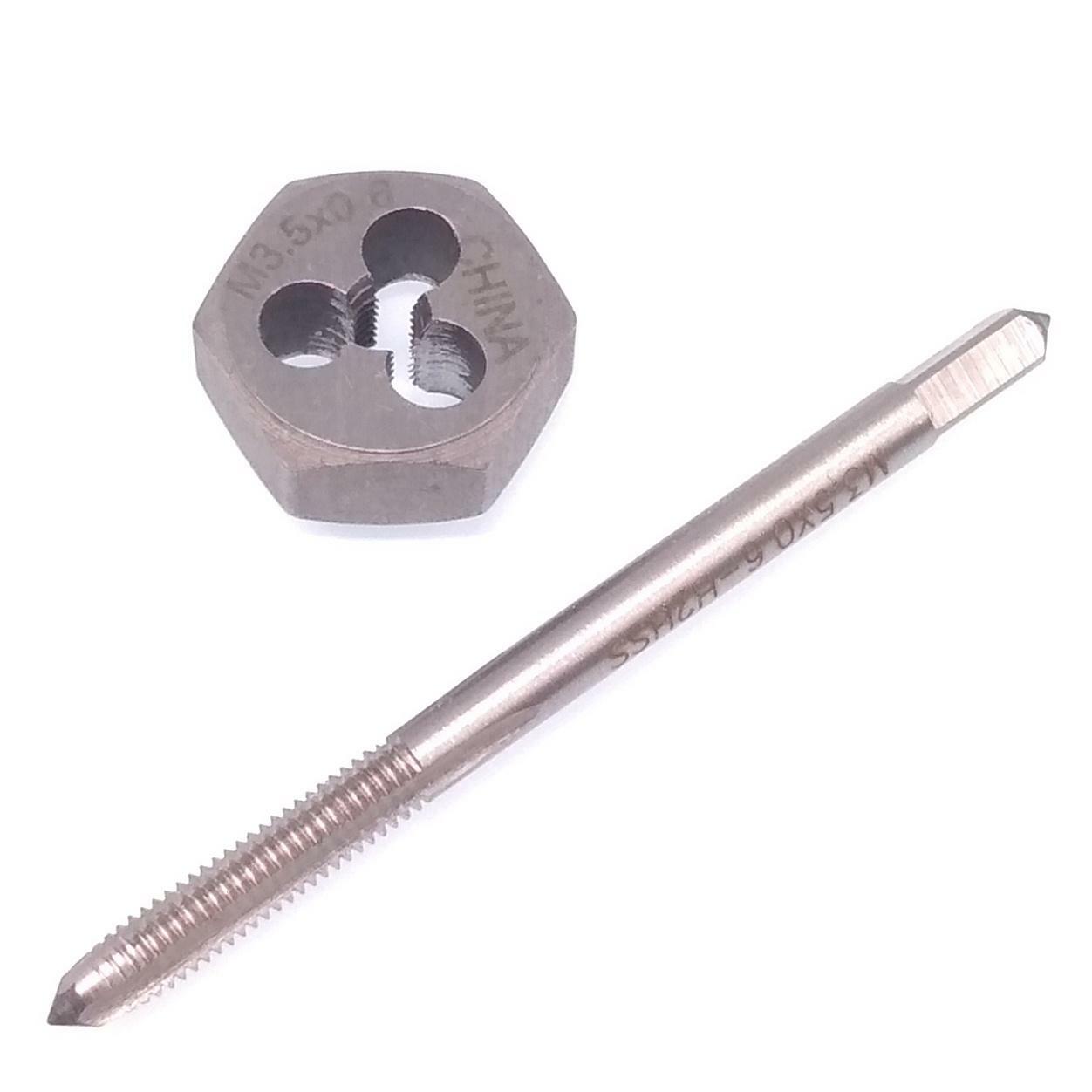 HSS M3.5 x 0.6mm Tap & M3.5 x 0.6mm Hexagon Die Metric Thread Right Hand Set