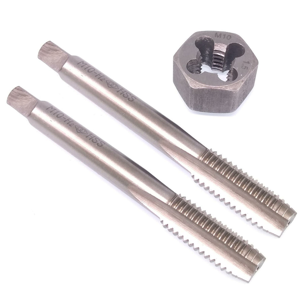 HSS M10 x 1.5mm Taper & Plug Tap & 10x1.5mm Hexagon Die Metric Thread Right Hand