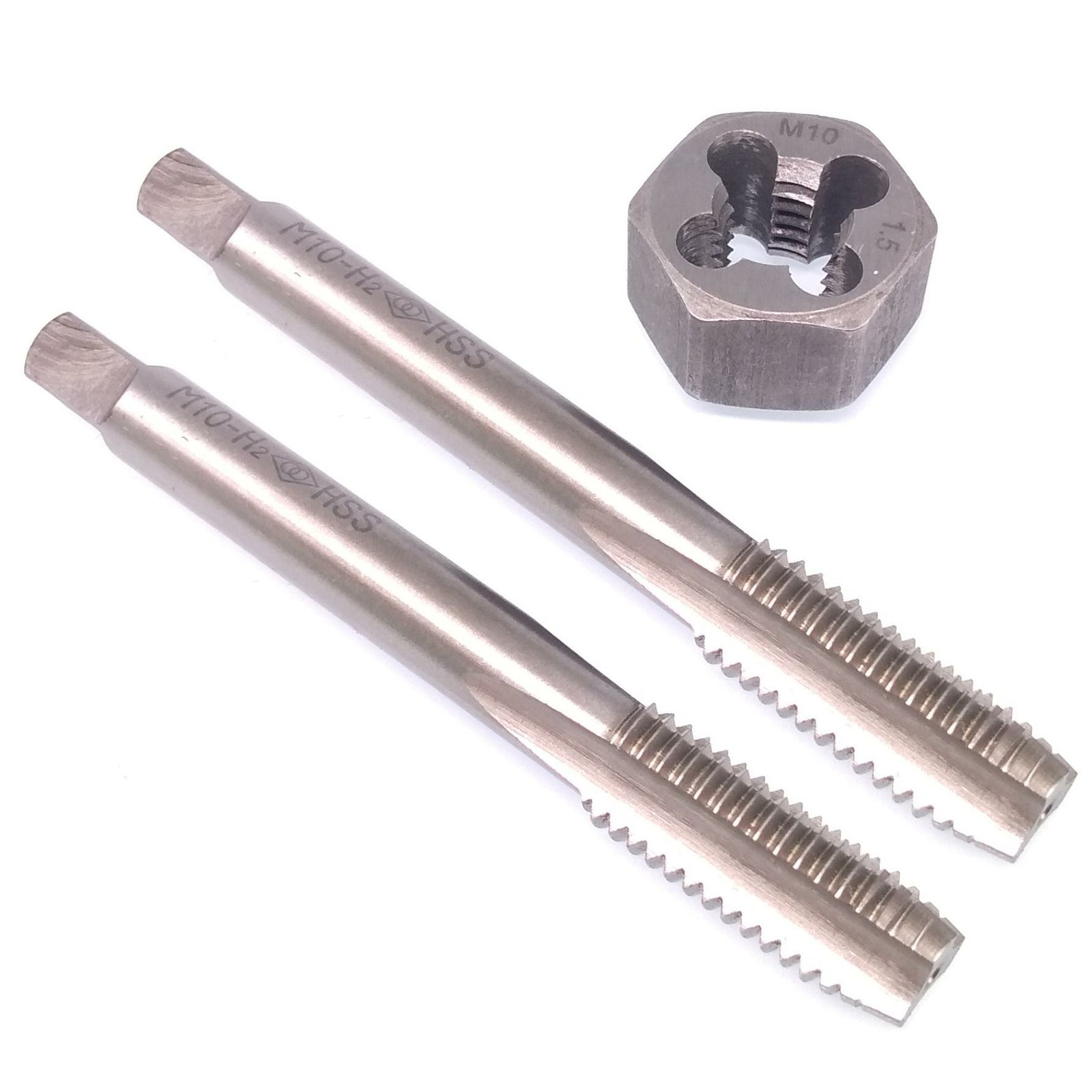 HSS M10 x 1.5mm Taper & Plug Tap & 10x1.5mm Hexagon Die Metric Thread Right Hand