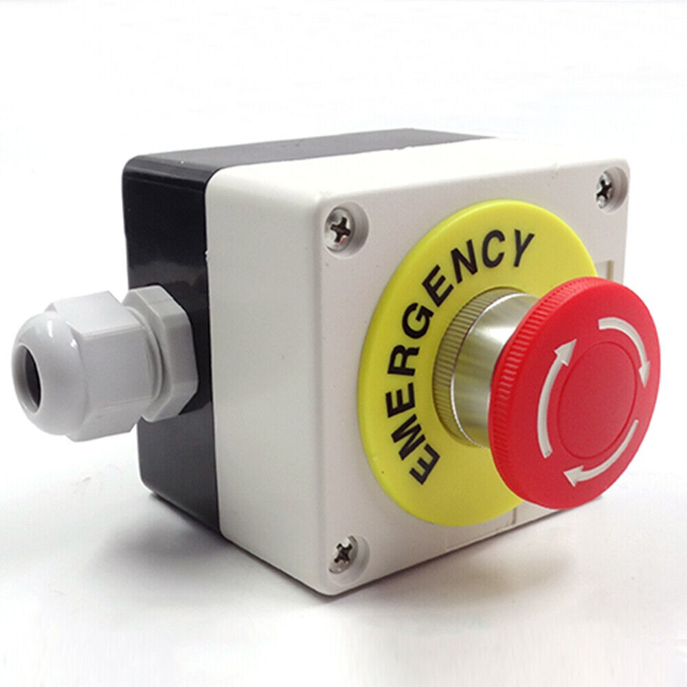 STOP Switch Latching Mushroom Head Emergency Stop Push Button Control Box 22mm