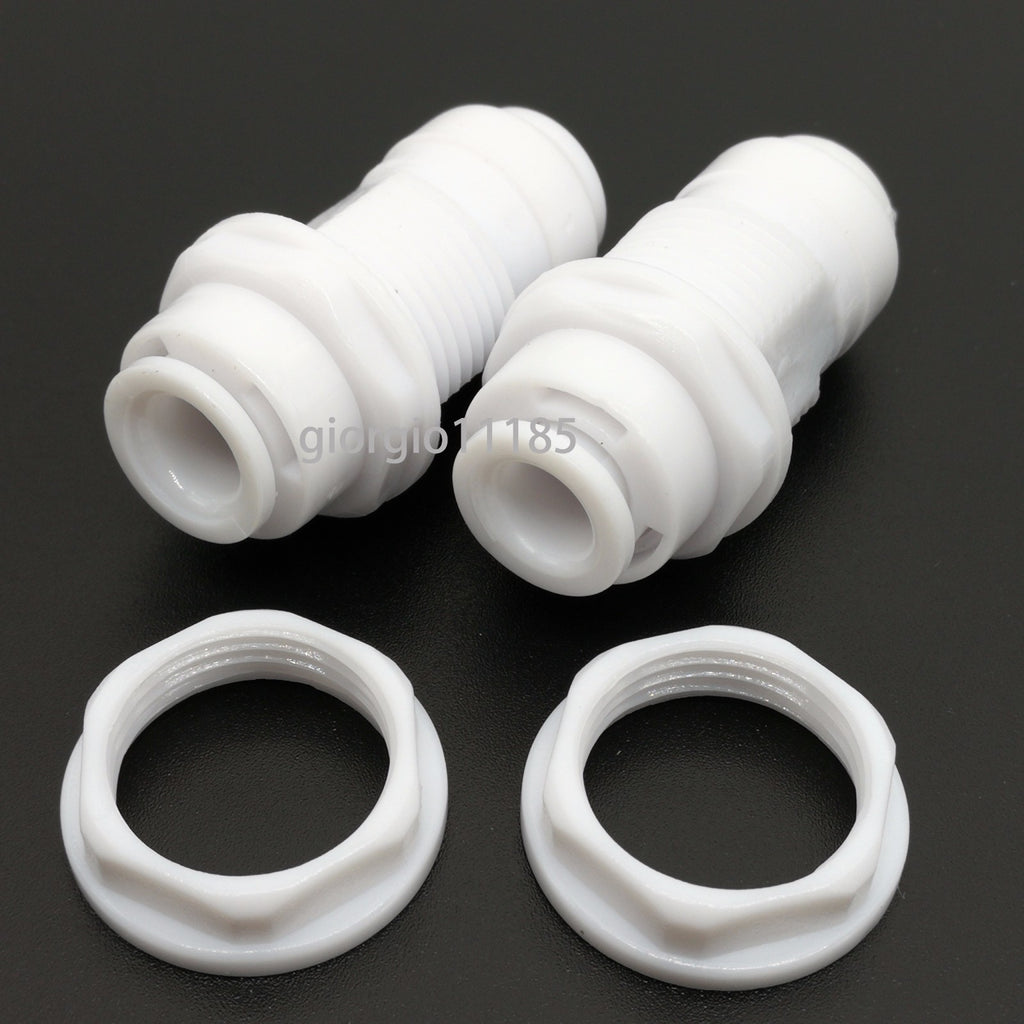 US Stock 2pcs 1/4" to 1/4" Quick Connect Bulkhead Connector Push Fit