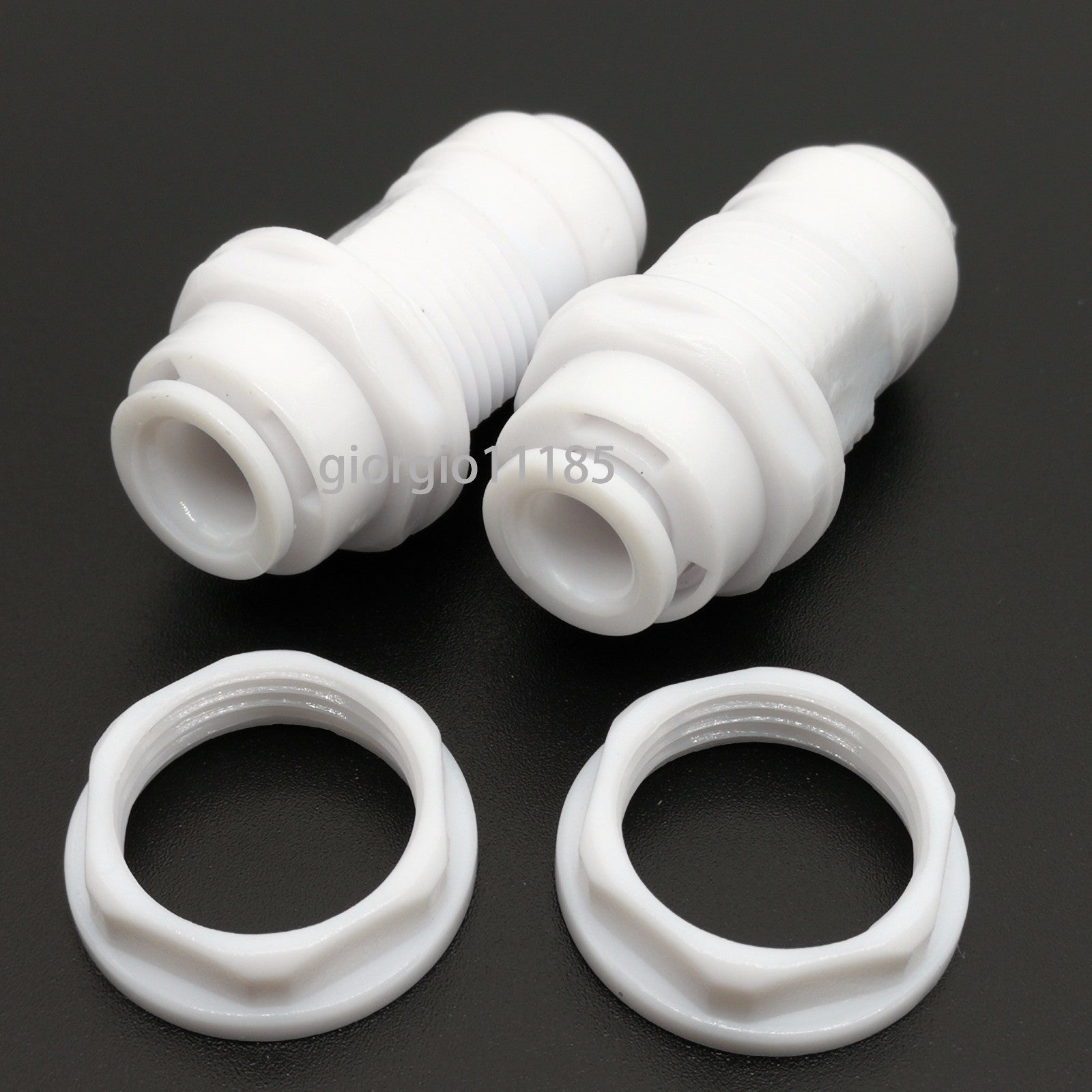 US Stock 2pcs 1/4" to 1/4" Quick Connect Bulkhead Connector Push Fit
