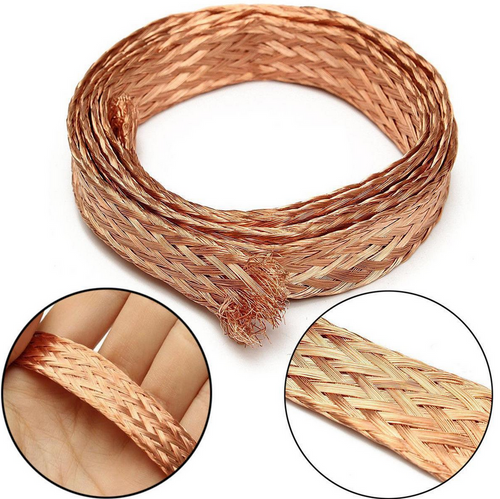 20ft 6mm Flat Copper Braid Cable Bare Copper Braid Wire Ground Lead