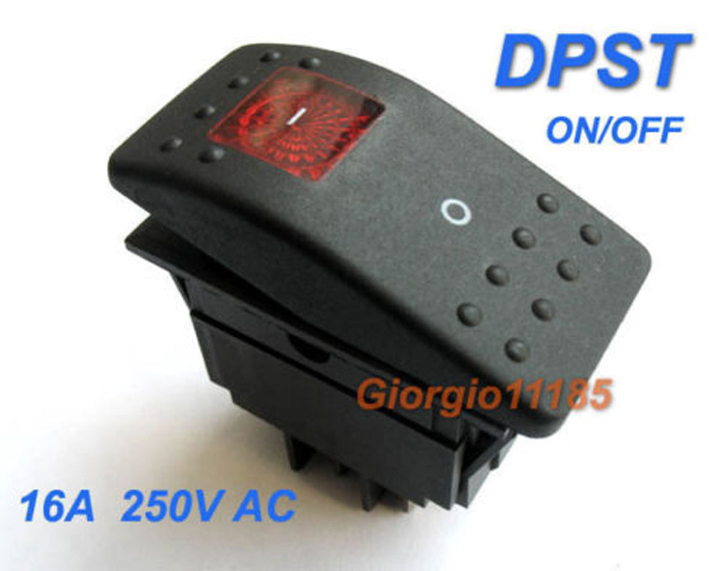 Red Light DPST OFF/ON Rocker Switch RK1-06 Double Pole Single Throw