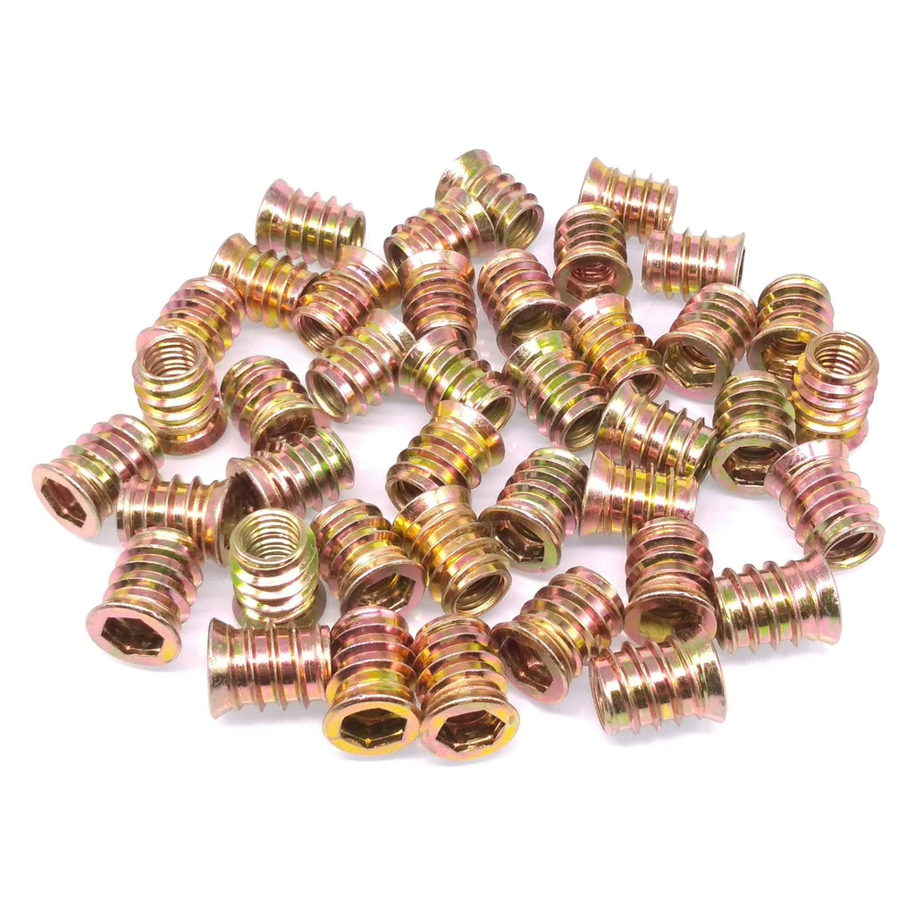 50pcs M10 x 20mm Furniture Screw-in Nut Bolt Fastener Hex Socket Insert Nuts