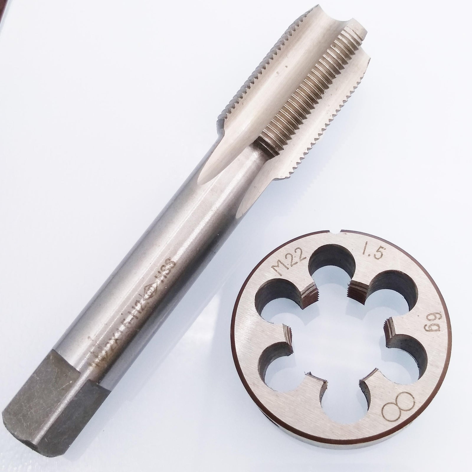 US Stock HSS M22 x 1.5mm Tap & M22 x 1.5mm Die Metric Thread Right Hand