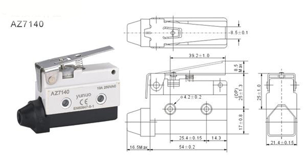 US Stock Waterproof Limit Micro Switch 10A 125VAC 250VAC TZ-7140
