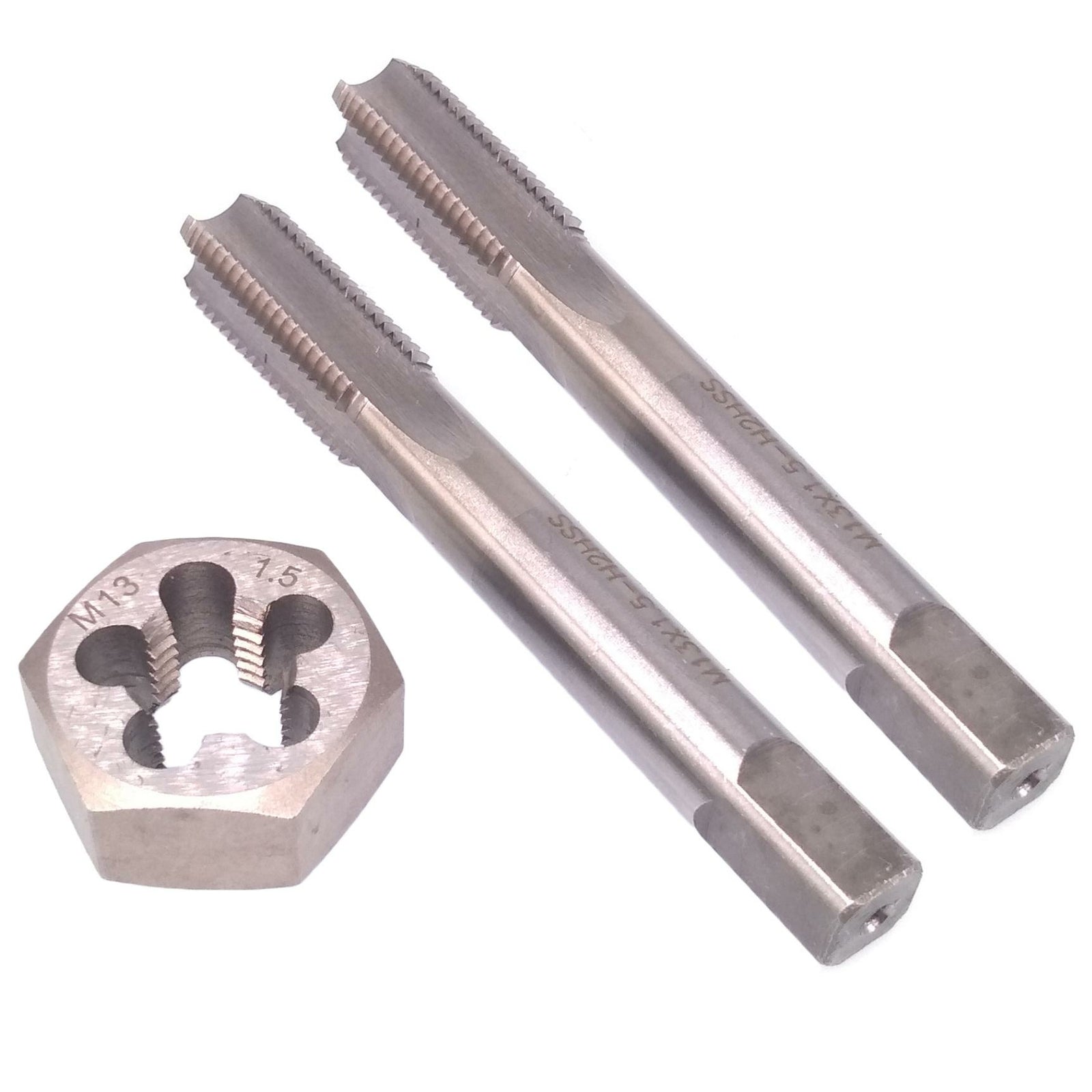 HSS M13 x 1.5mm Taper & Plug Tap & 13x1.5mm Hexagon Die Metric Thread Right Hand